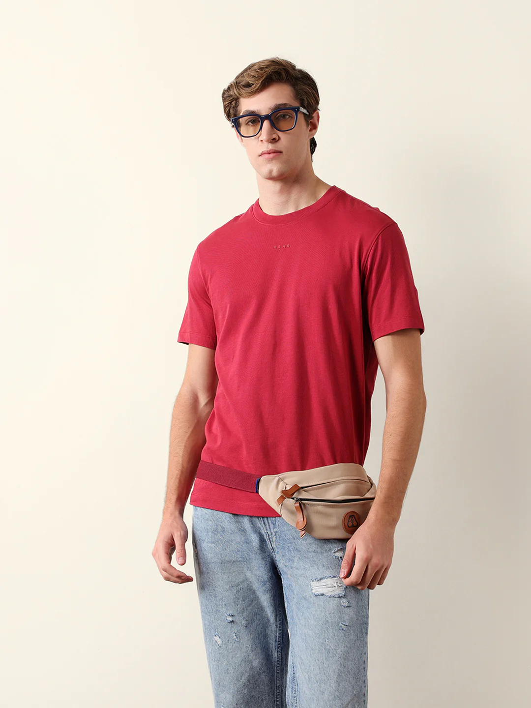 Men Pure Cotton Solid Round Neck Tshirt - Image 3