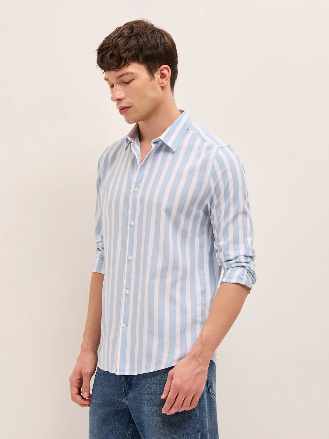 Men Pure Cotton Striped Casual Shirt - Image 3