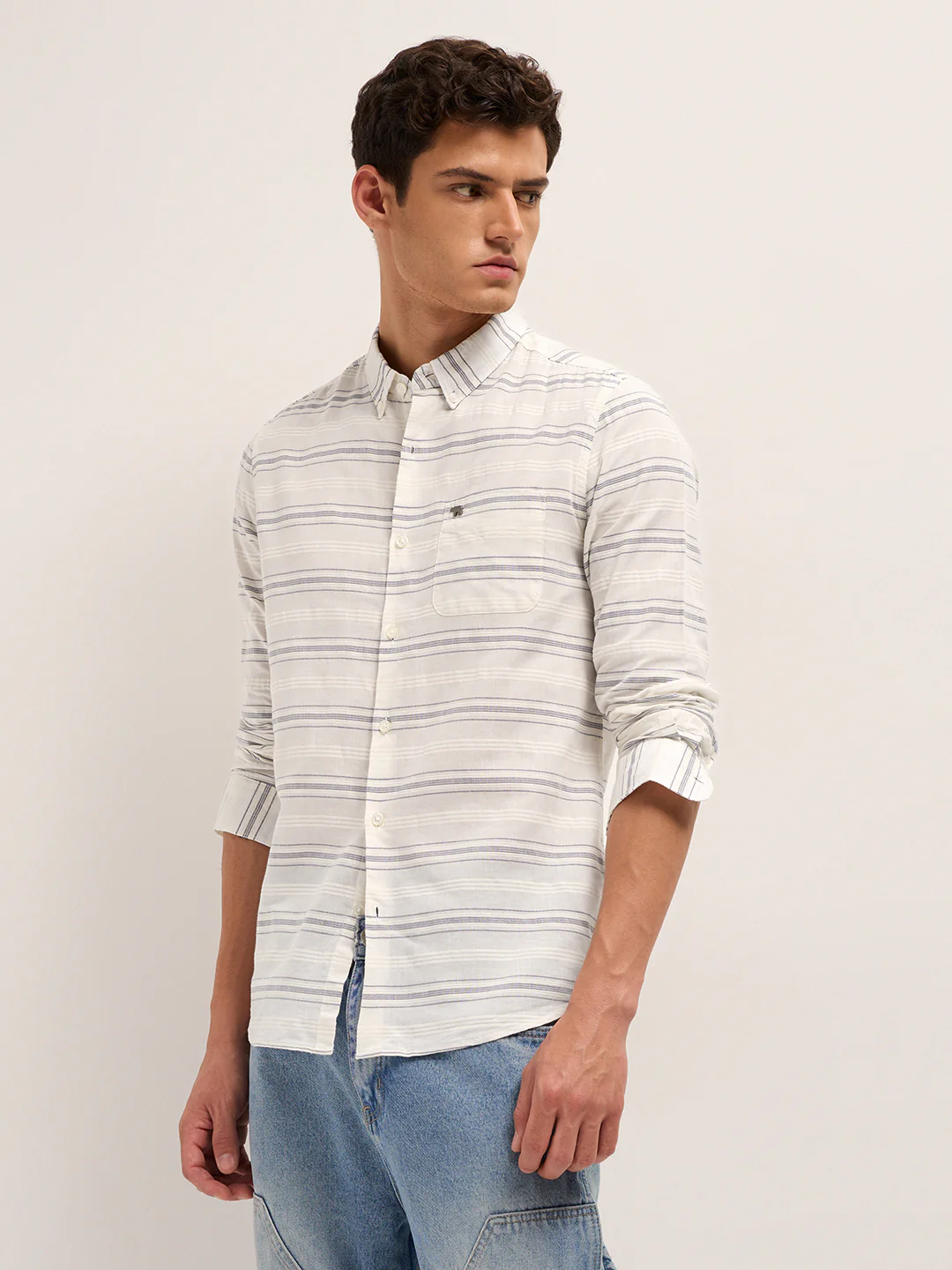 Men Pure Cotton Woven Striped Casual Shirt - Image 3