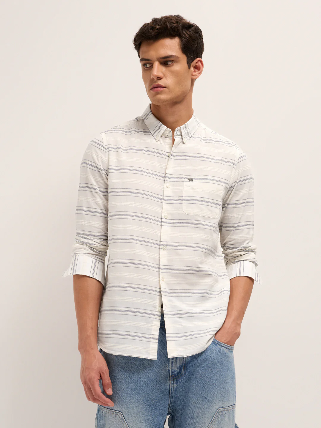 Men Pure Cotton Woven Striped Casual Shirt - Image 6