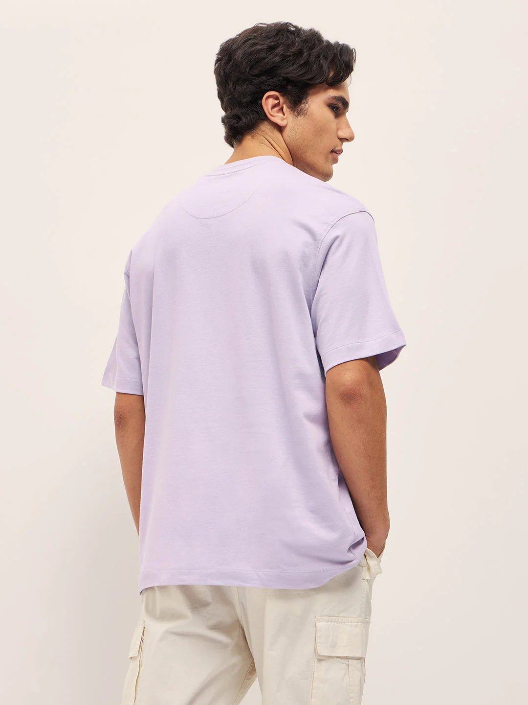 Men Purple 3D graphic Design Crew Neck Oversize T-Shirt - Image 2