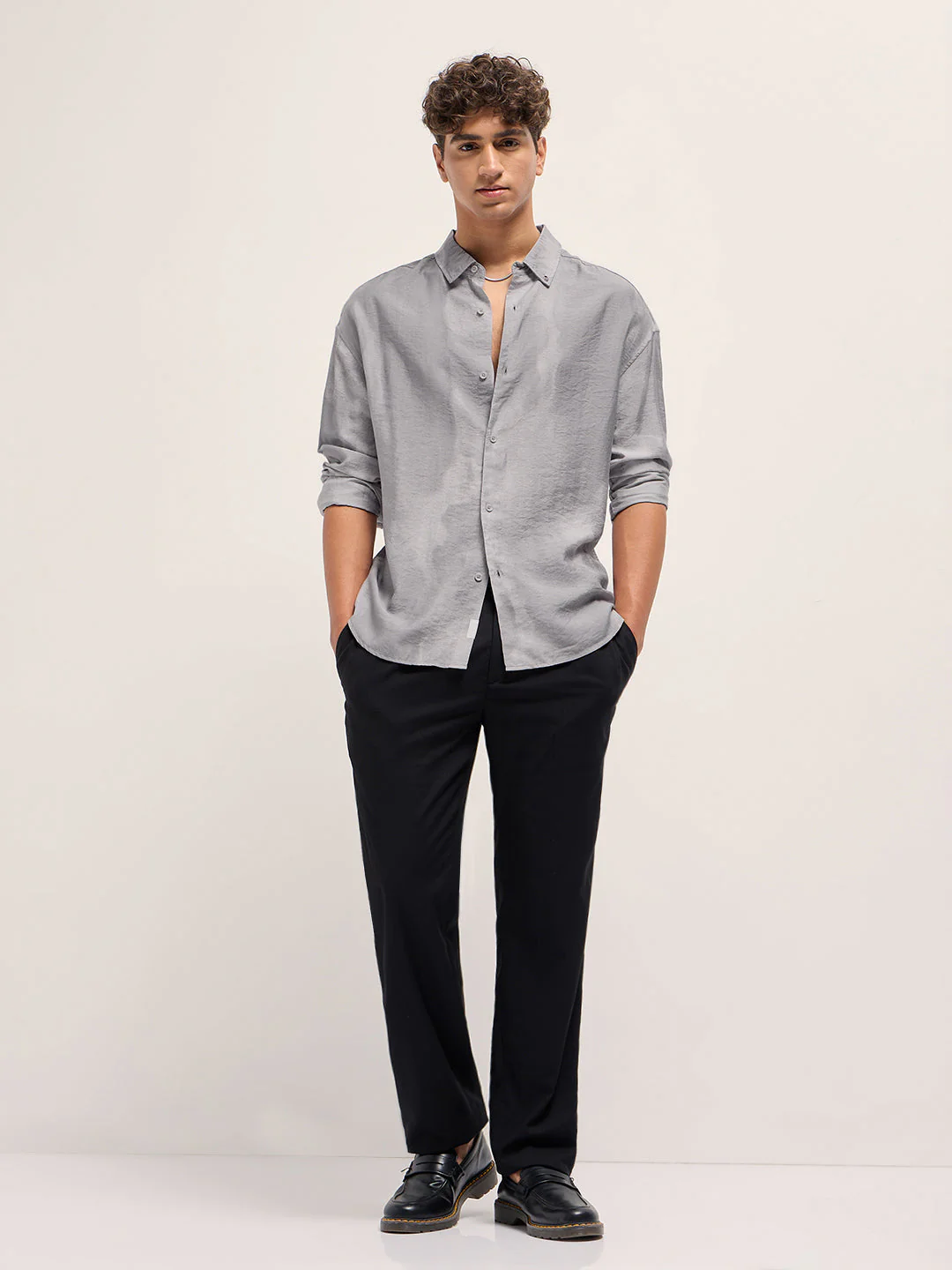 Men Purple Abstract Print Crinkled Textured Relaxed Fit Casual Shirt - Image 4