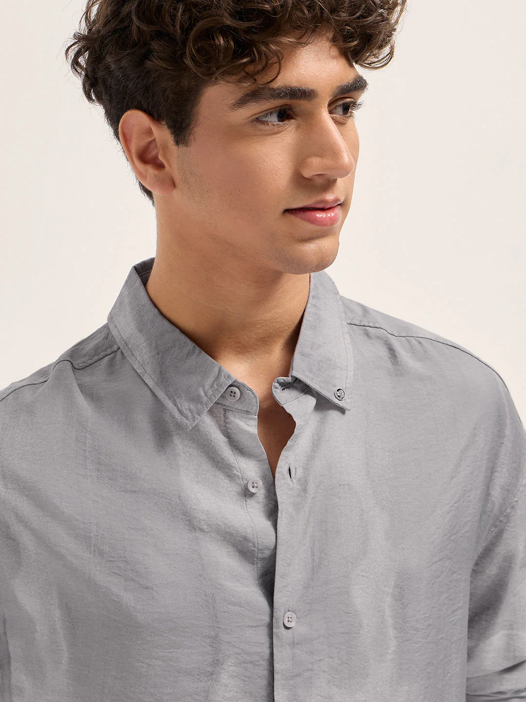 Men Purple Abstract Print Crinkled Textured Relaxed Fit Casual Shirt - Image 5