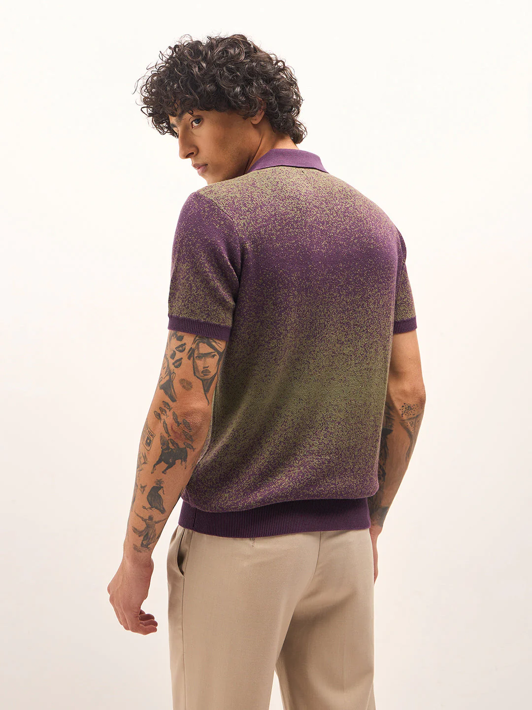 Men Purple Slim Fit Polo - Image 2