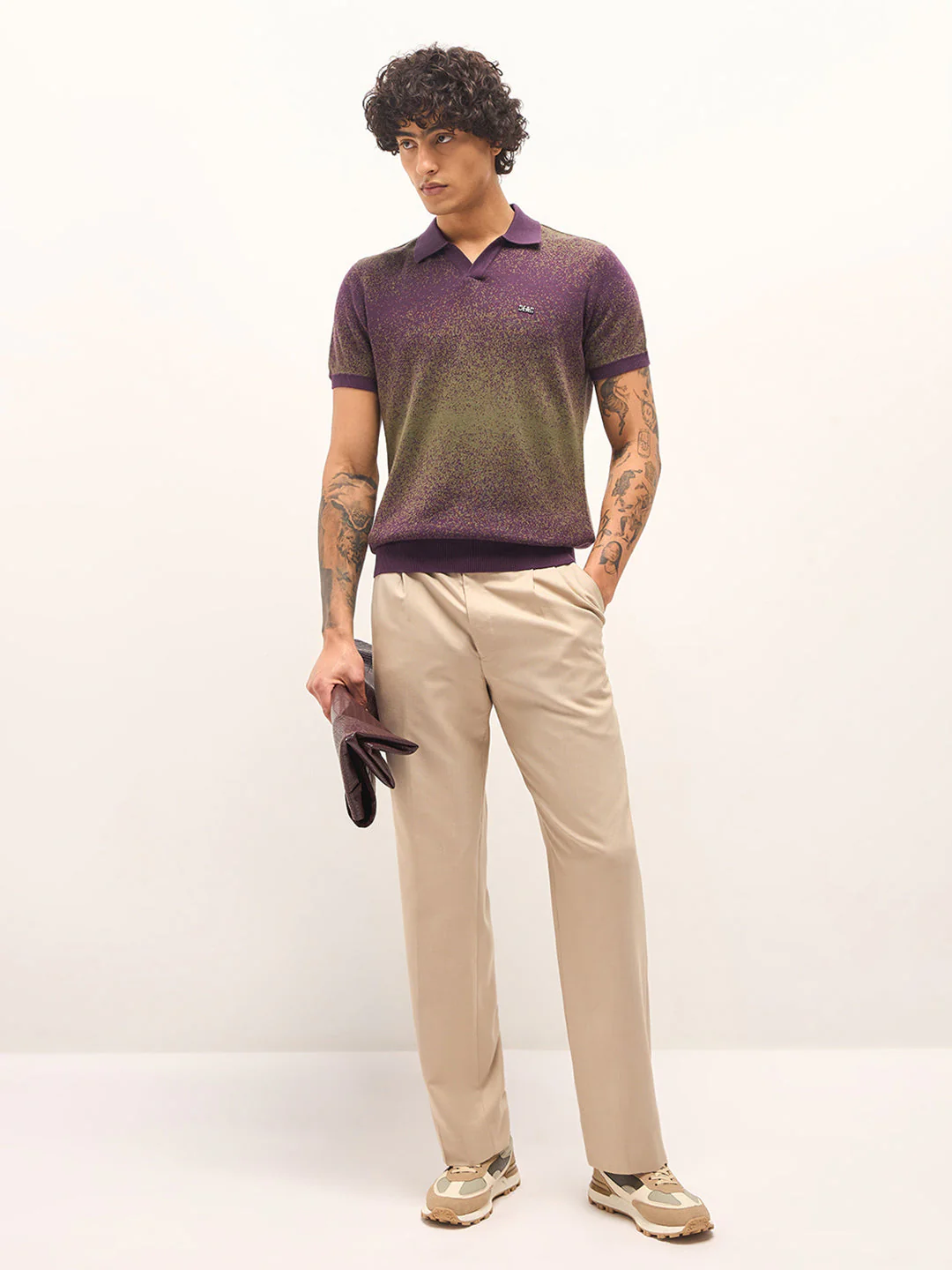 Men Purple Slim Fit Polo - Image 4