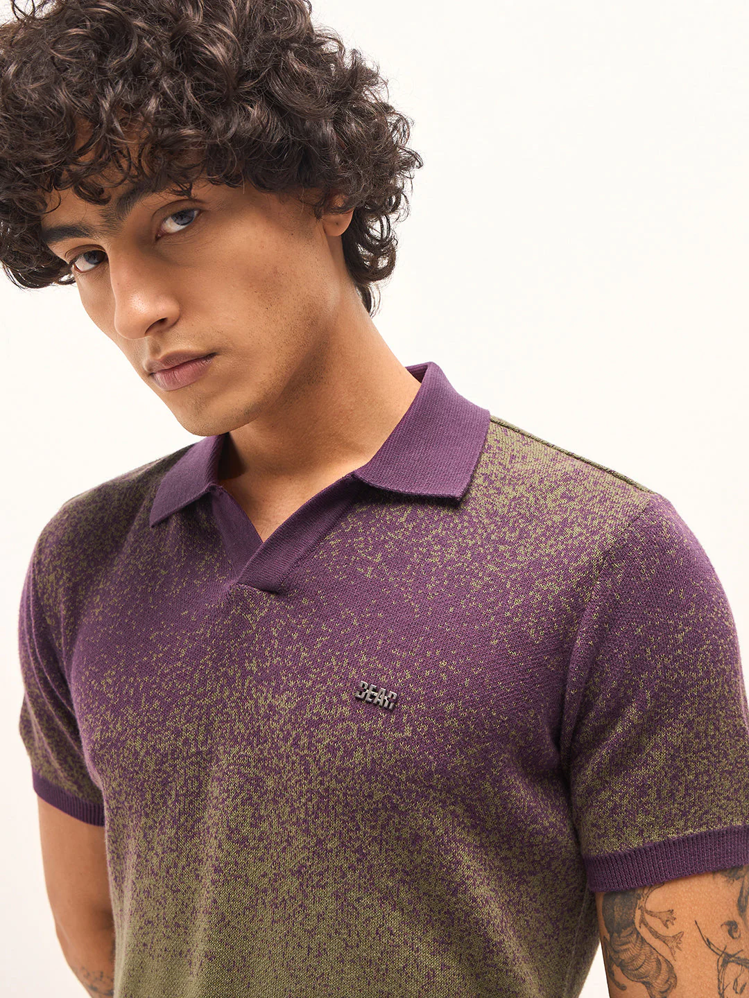 Men Purple Slim Fit Polo - Image 5