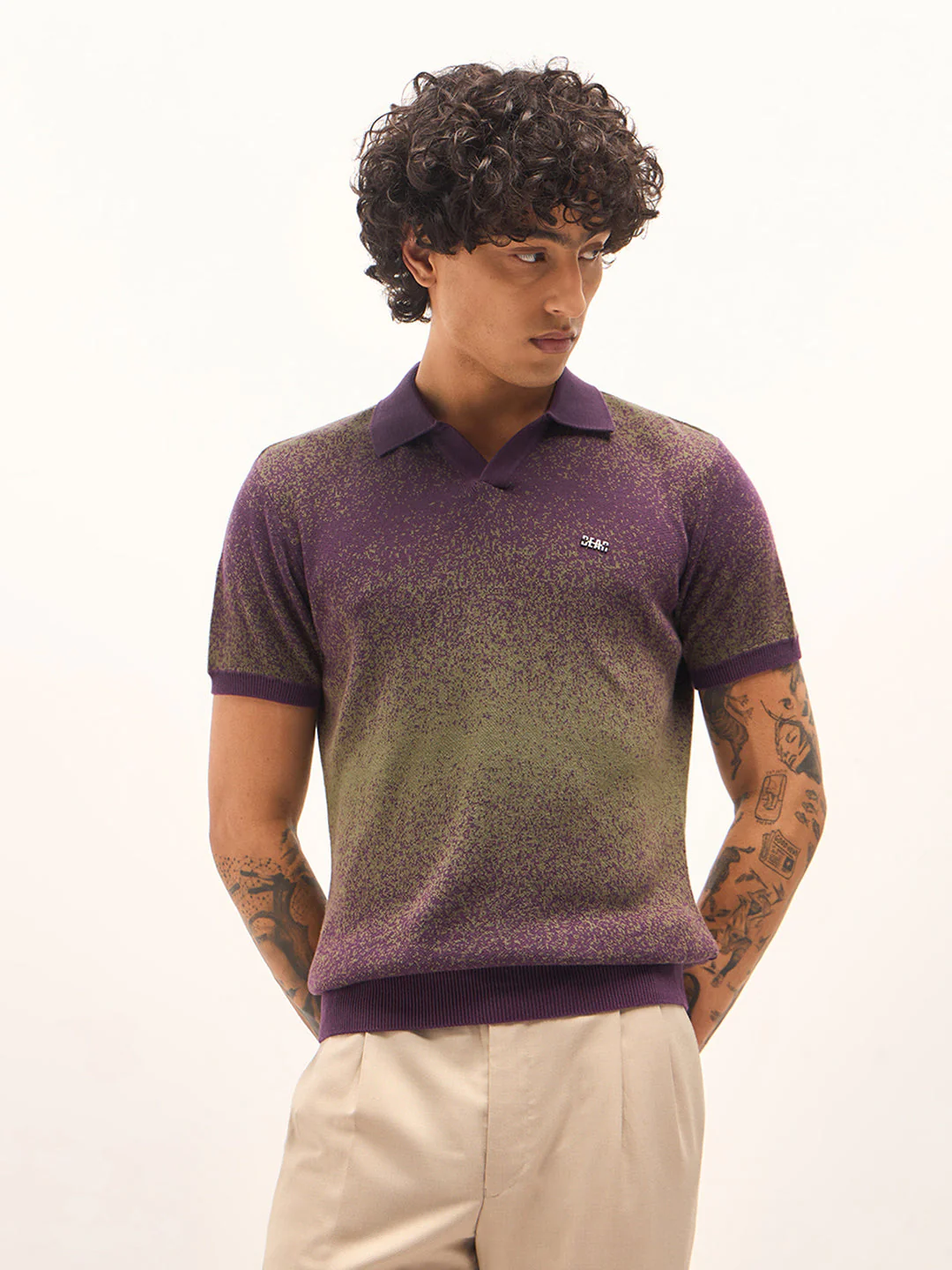 Men Purple Slim Fit Polo - Image 6