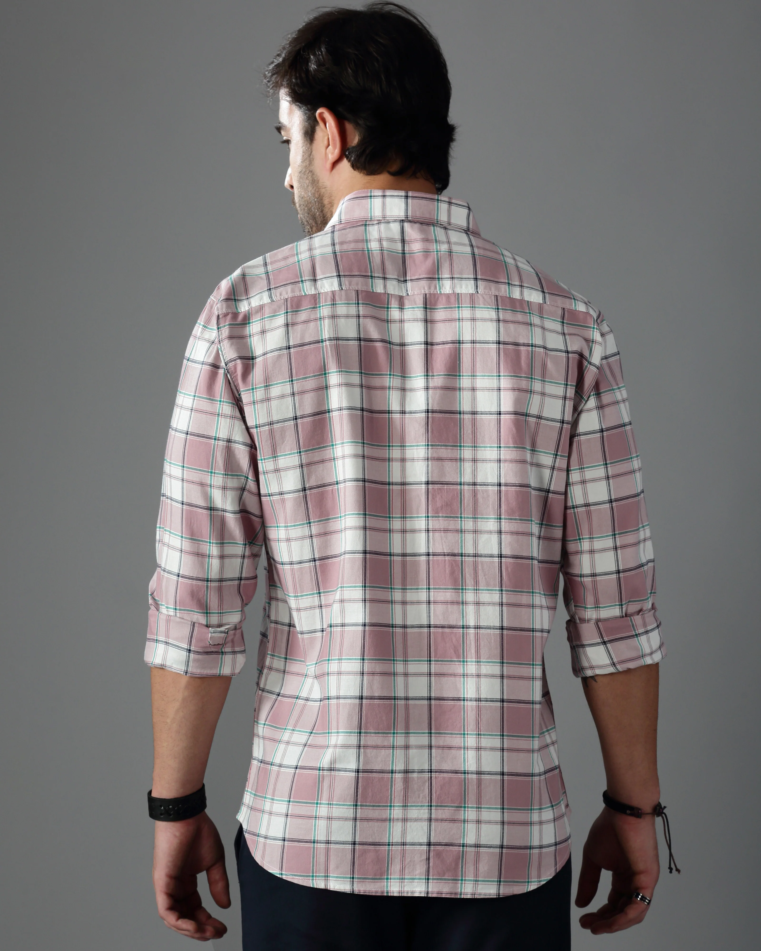 Men Purple Checked Shirt - Image 2