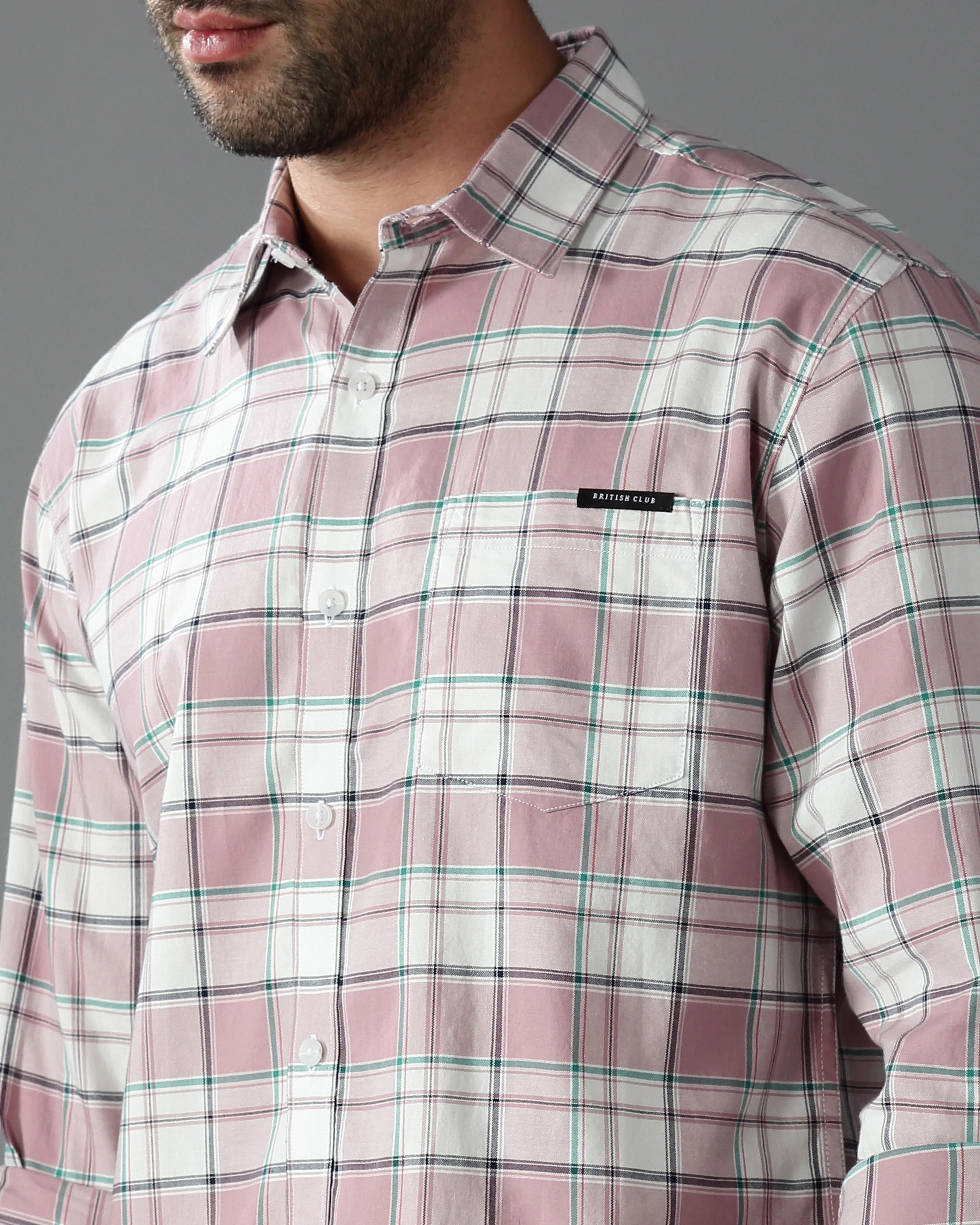 Men Purple Checked Shirt - Image 3