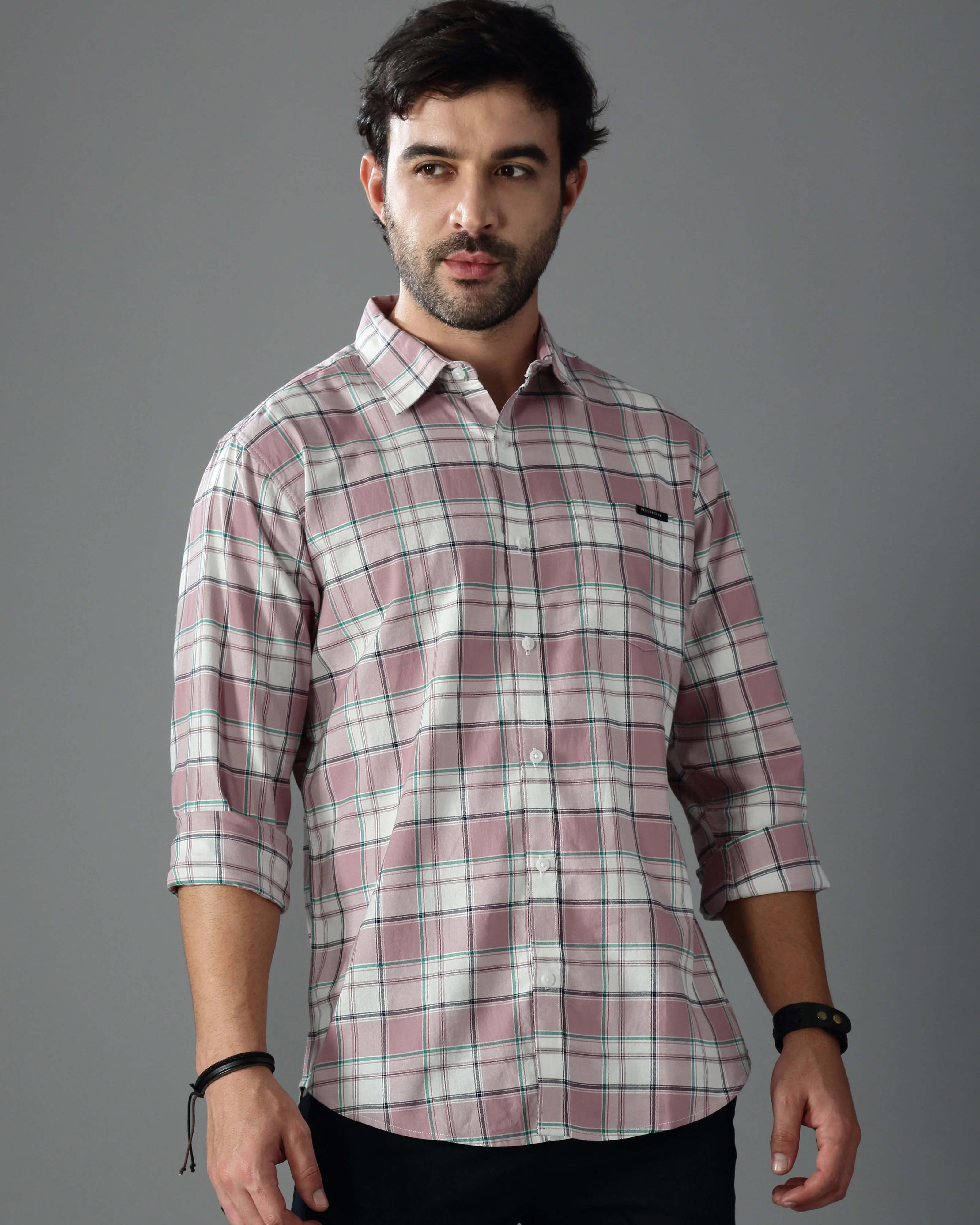 Men Purple Checked Shirt - Image 4