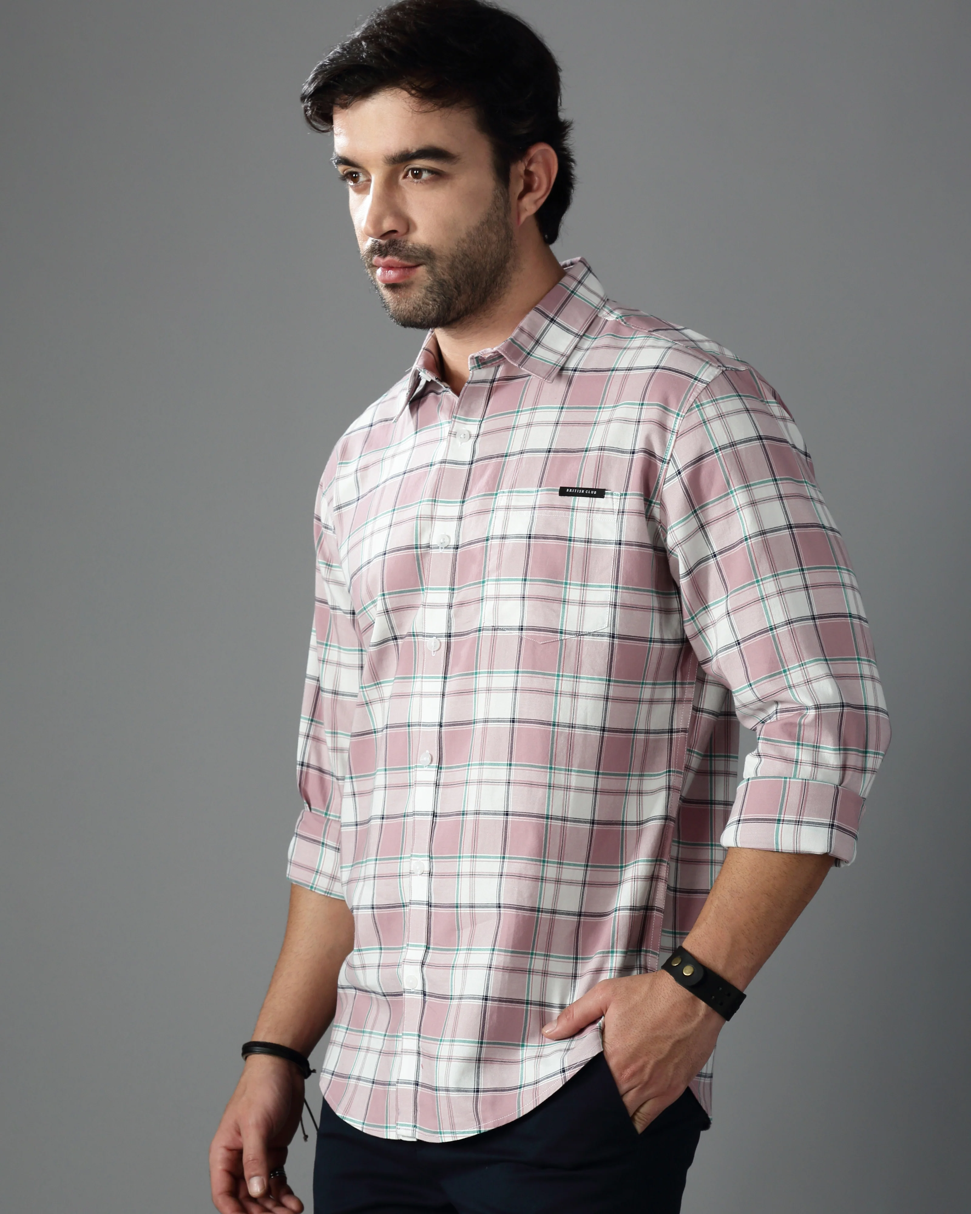 Men Purple Checked Shirt - Image 5