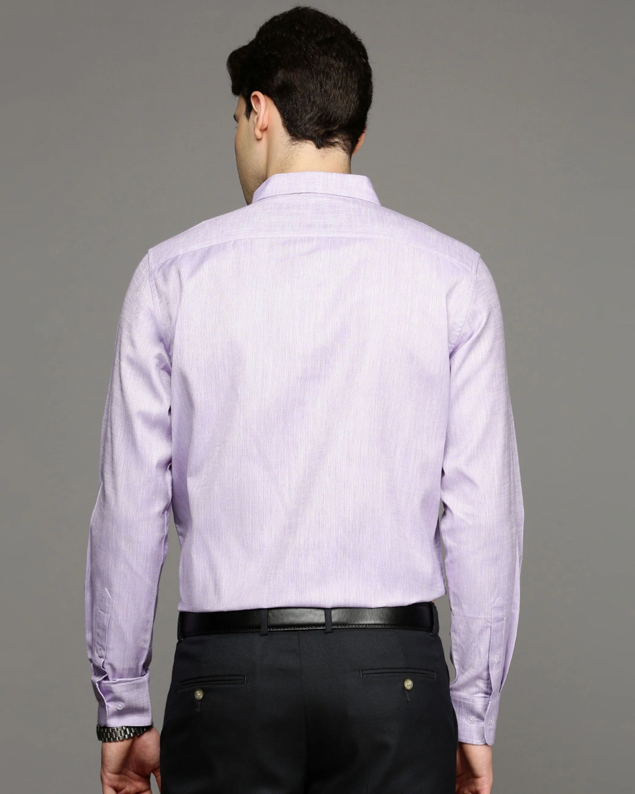 Men Purple Cotton Blend Slim Shirt - Image 4