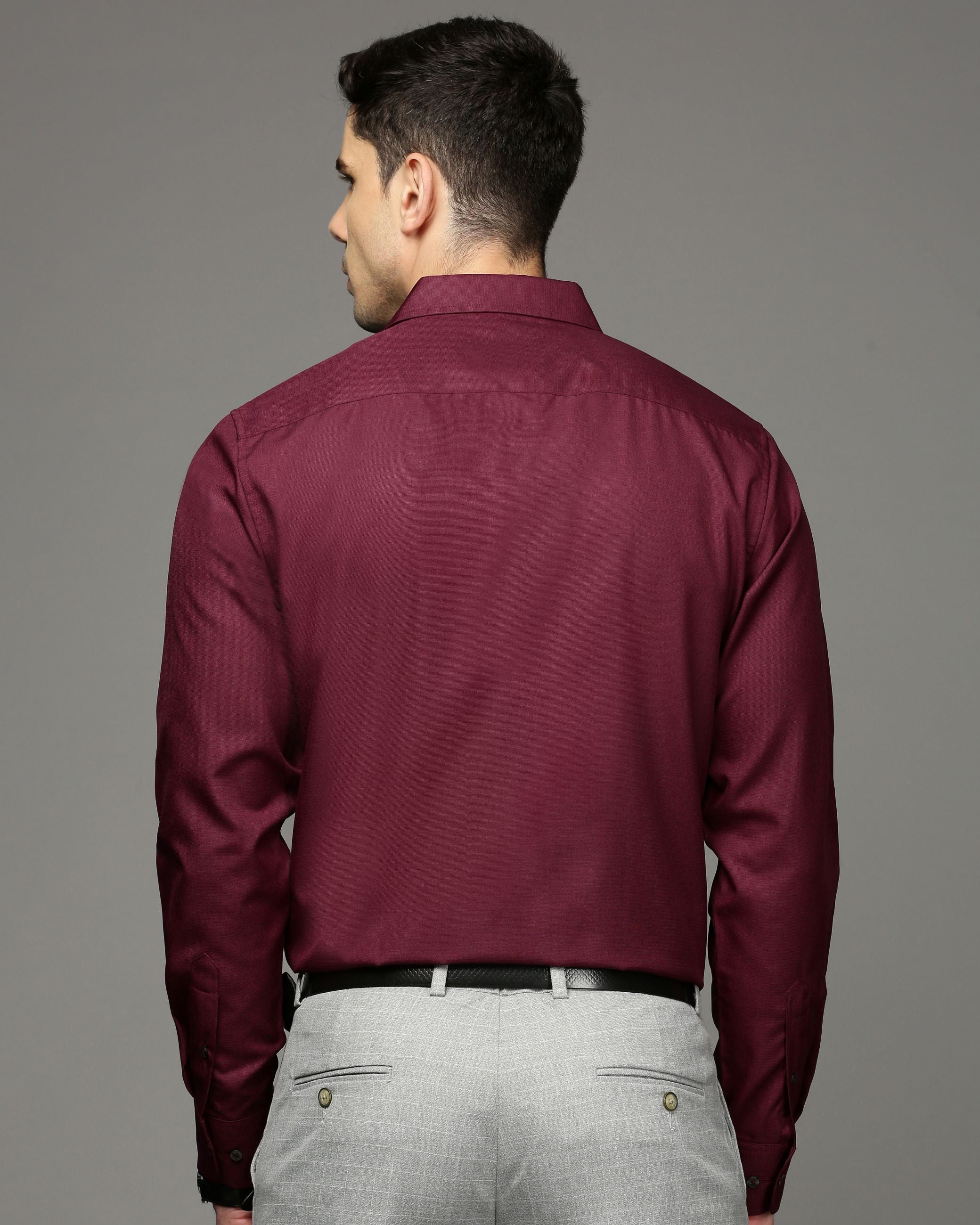 Men Purple Cotton Blend Slim Shirt - Image 4
