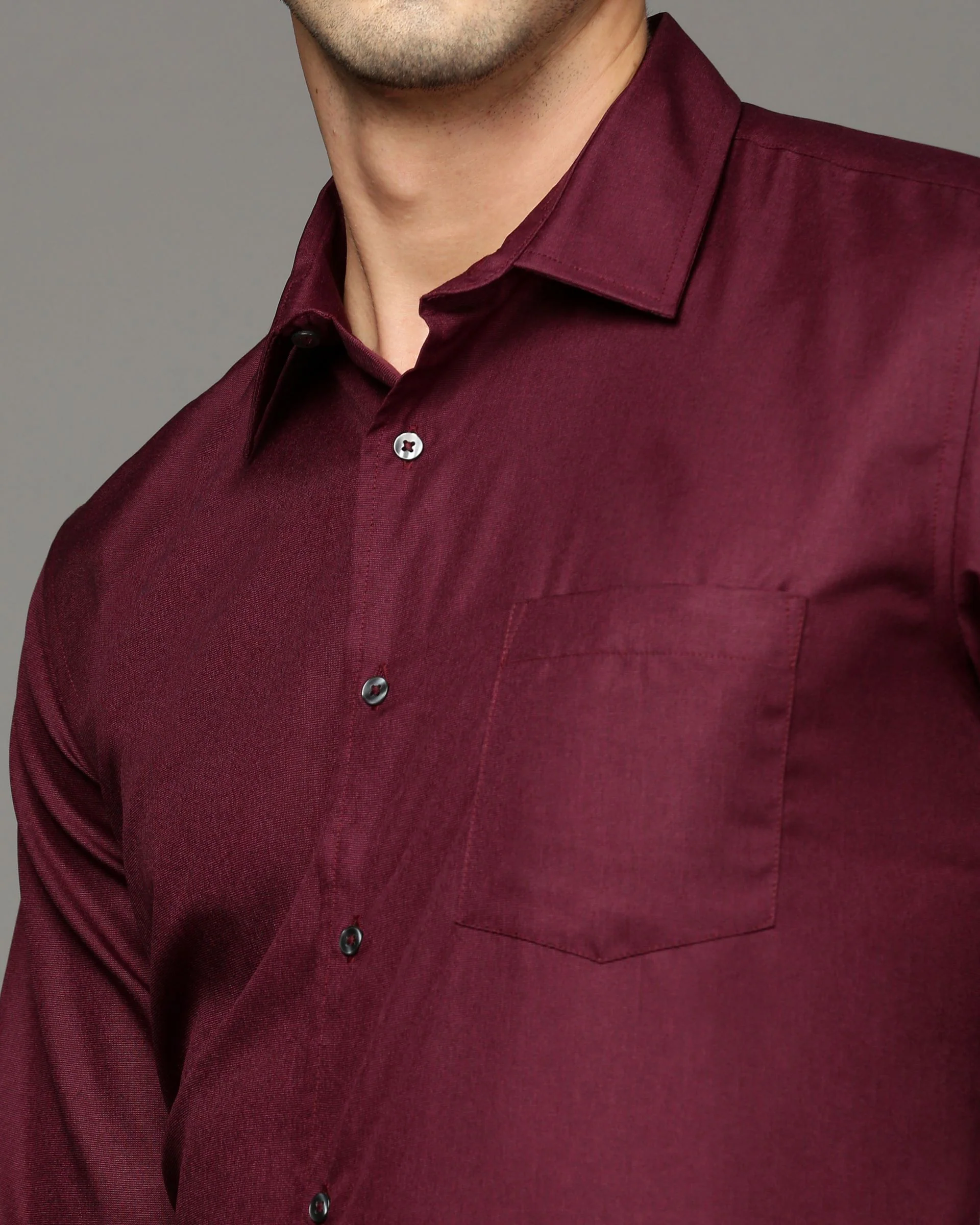 Men Purple Cotton Blend Slim Shirt - Image 6