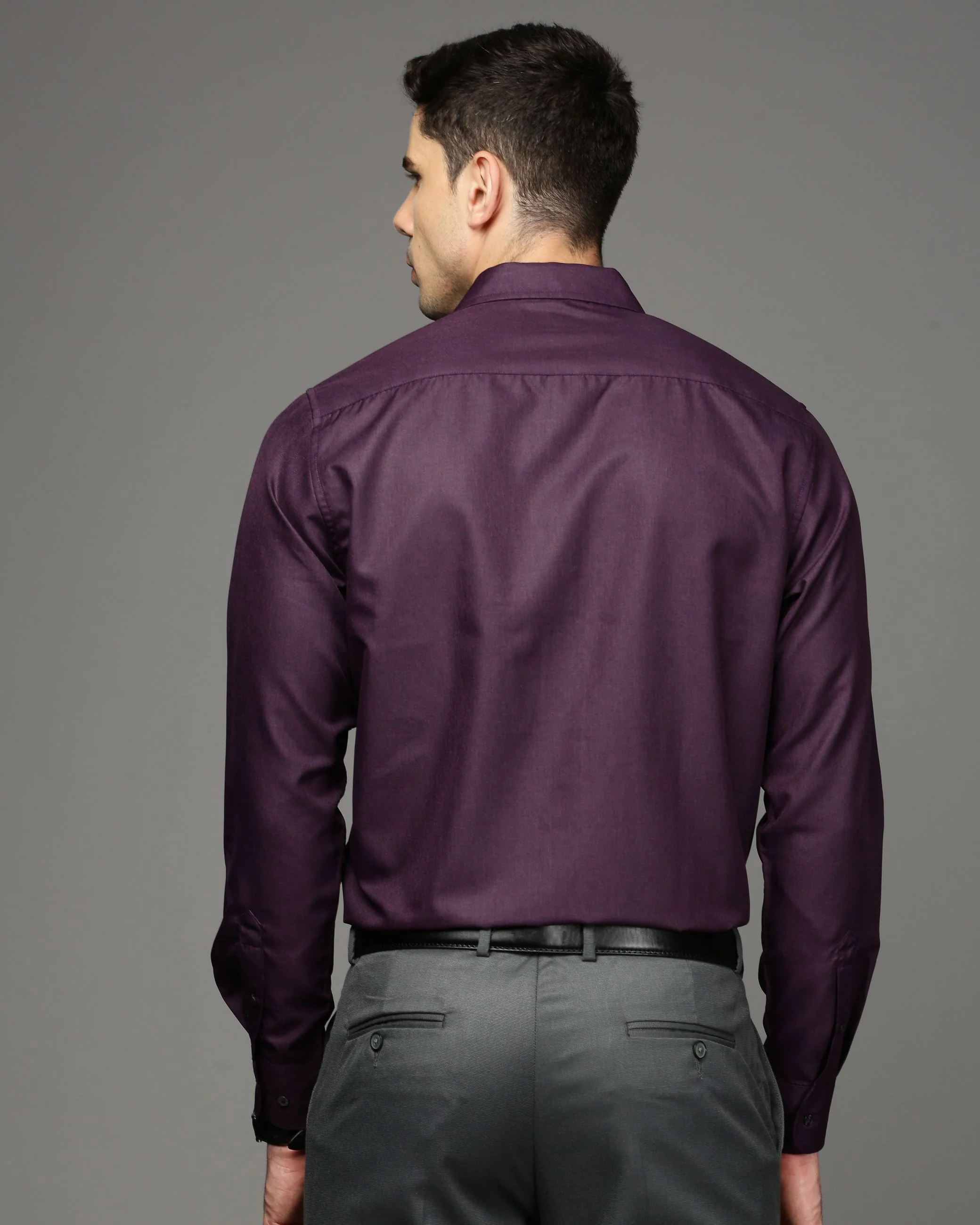 Men Purple Cotton Blend Slim Shirt - Image 4