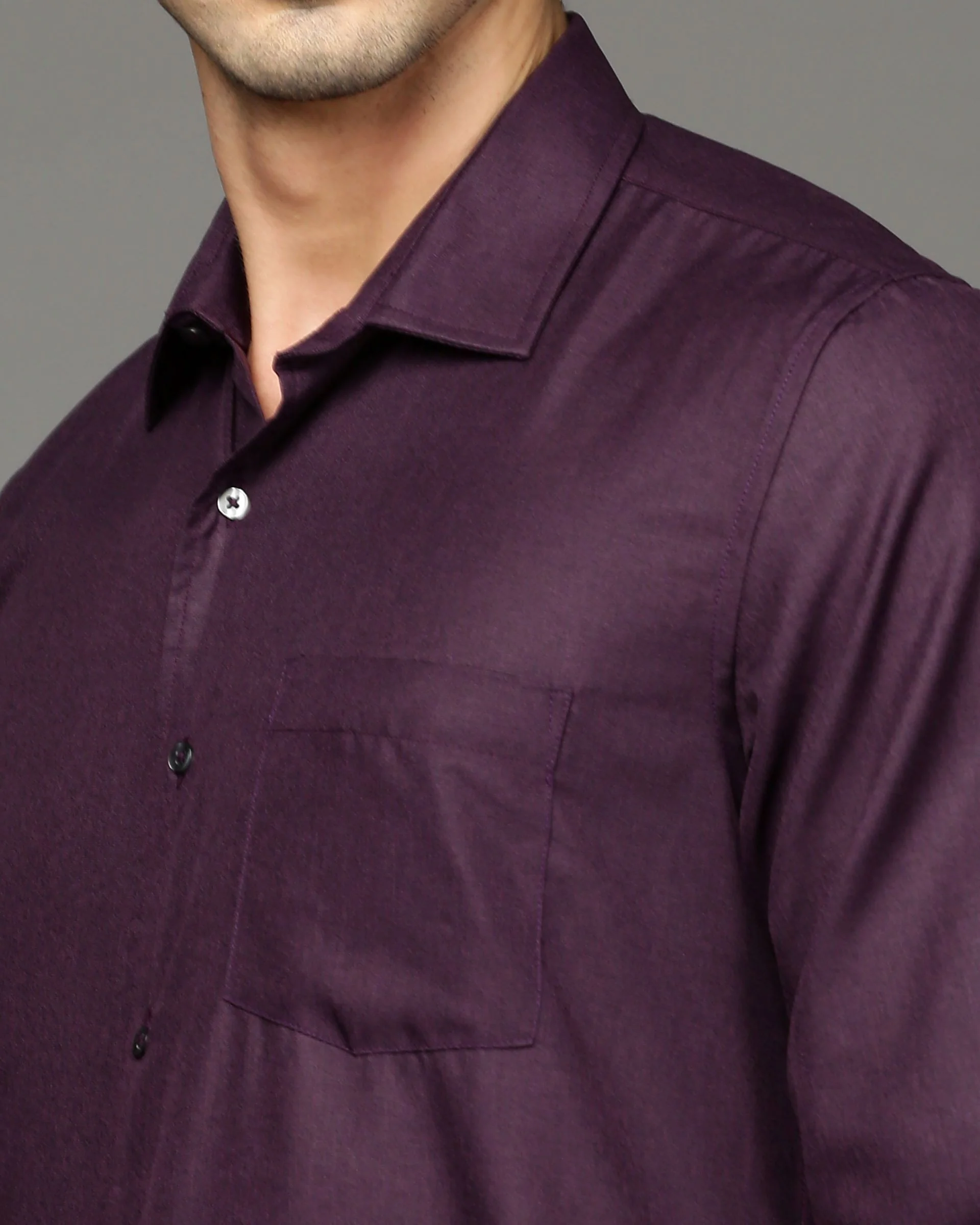 Men Purple Cotton Blend Slim Shirt - Image 6