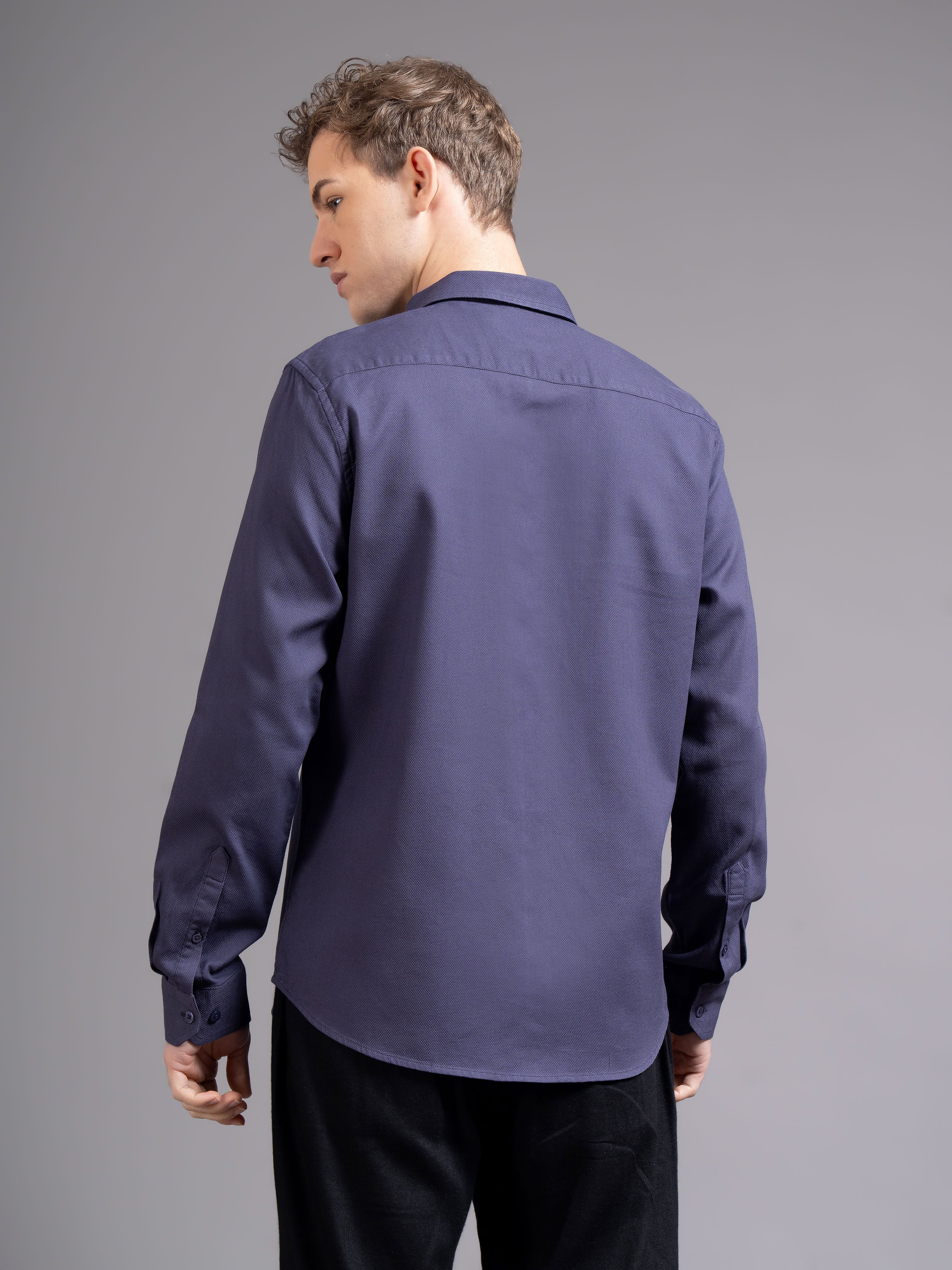 Men Purple Cotton Shirt - Image 3