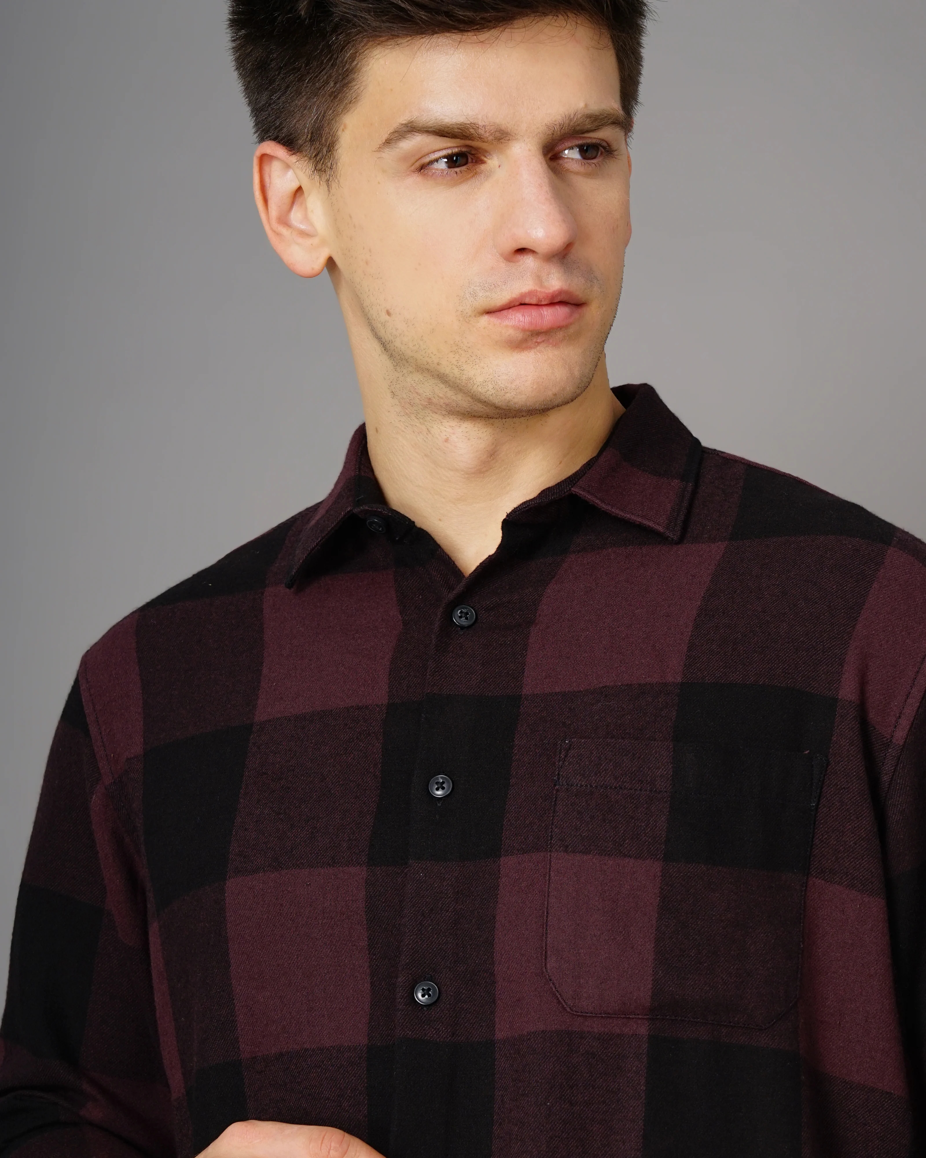 Men Purple Cotton Slim Shirt - Image 3