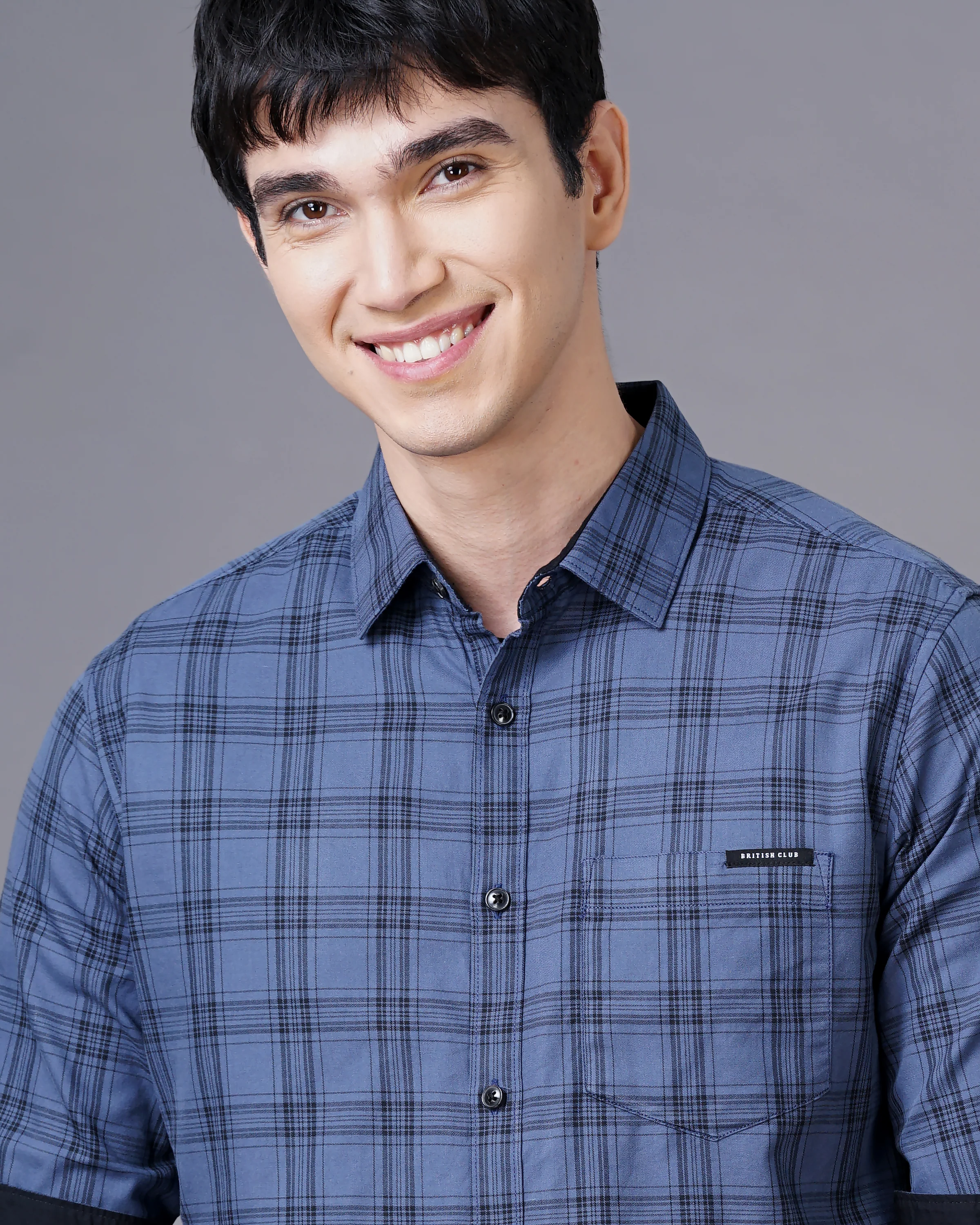 Men Purple Cotton Slim Shirt - Image 4