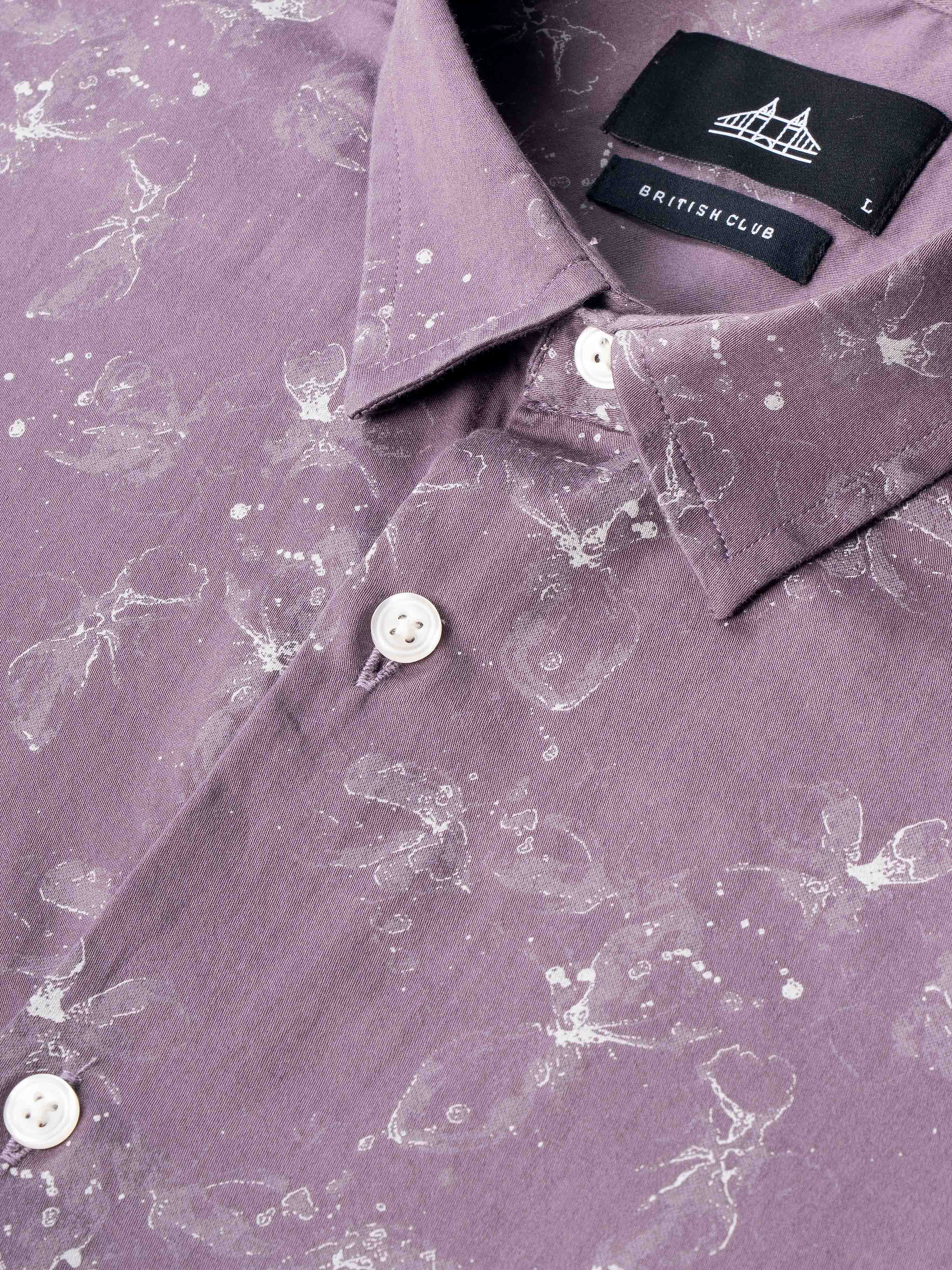 Men Purple Floral Print Shirt - Image 6