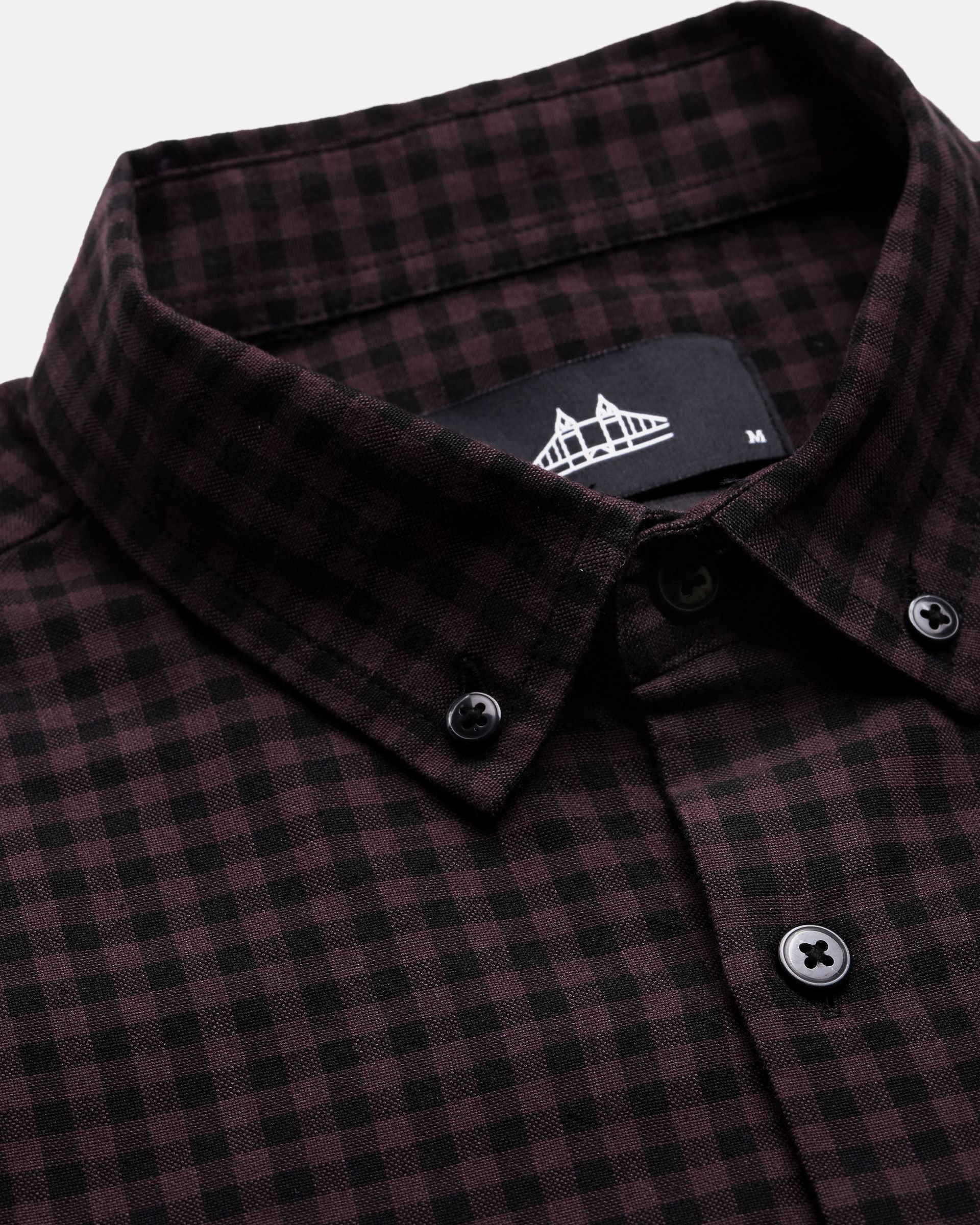 Men Purple Gingham Checked Shirt - Image 7