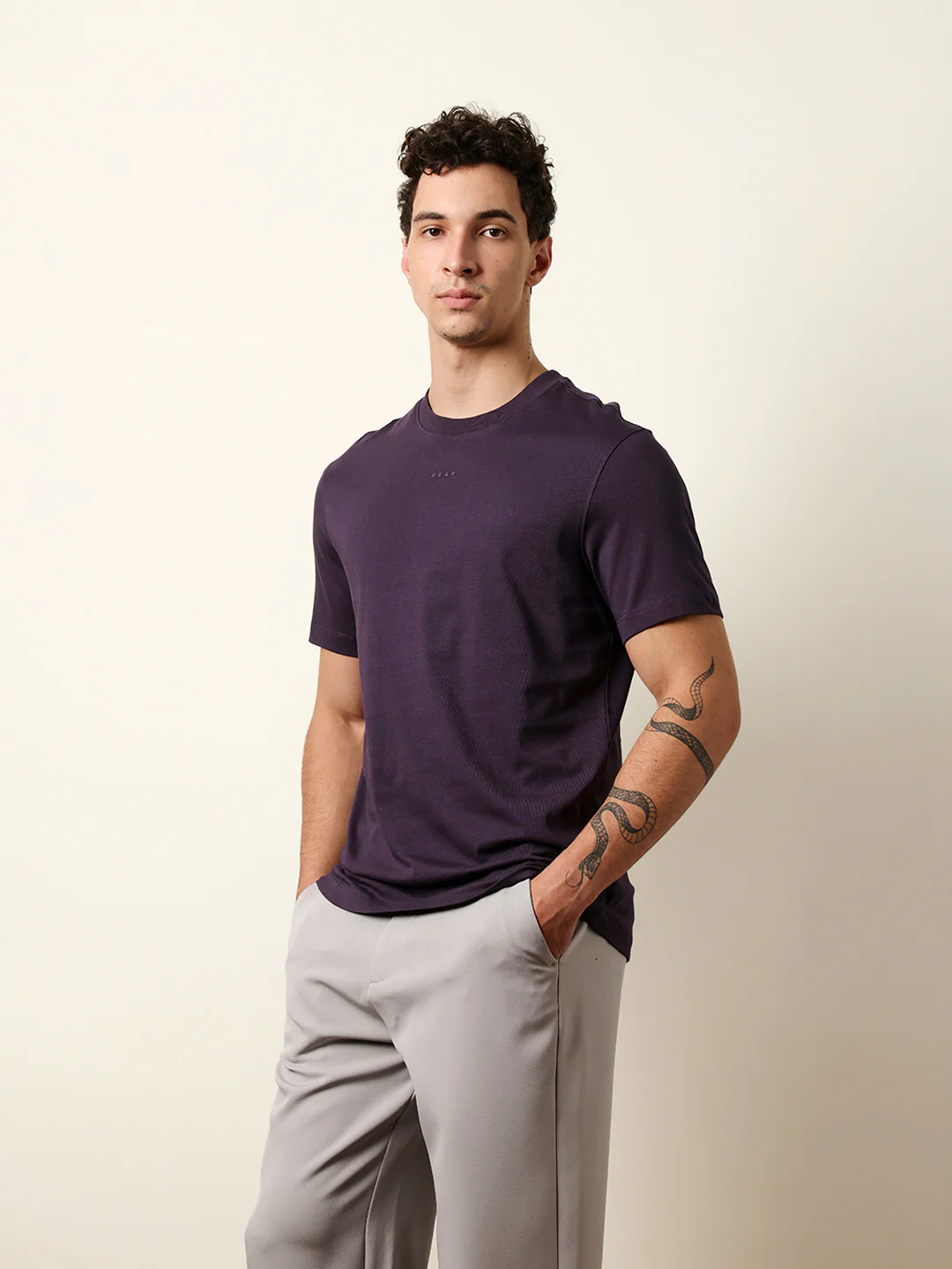 Men Purple Half Sleeve Regular T-Shirt - Image 4