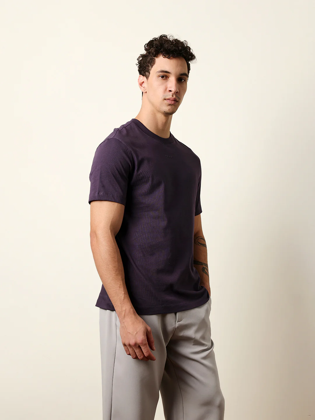 Men Purple Half Sleeve Regular T-Shirt - Image 5