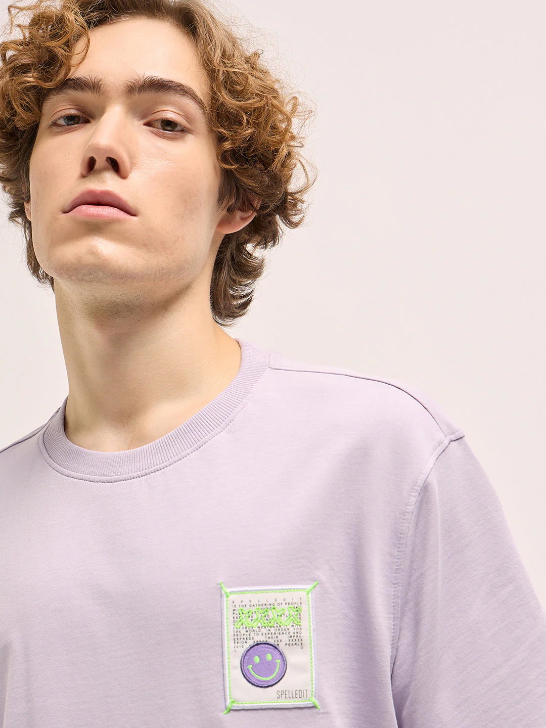 Men Purple Oversize Graphic Printed Crew Neck T-shirt - Image 5