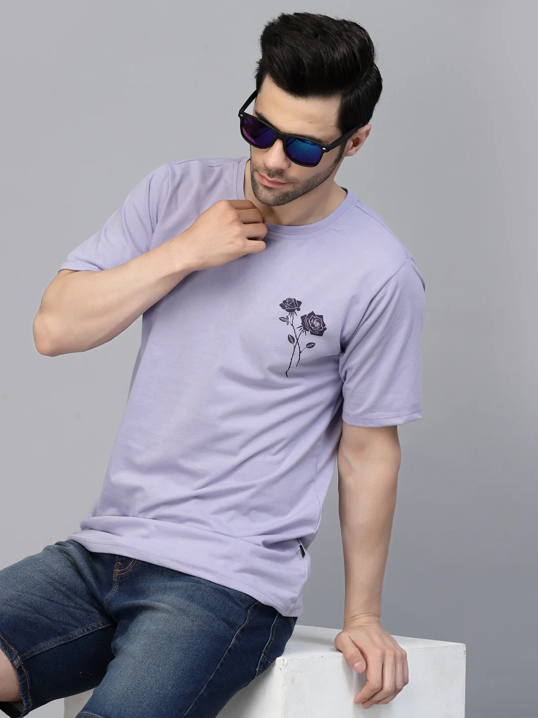 Men Purple Oversized Printed T-shirt - Image 3