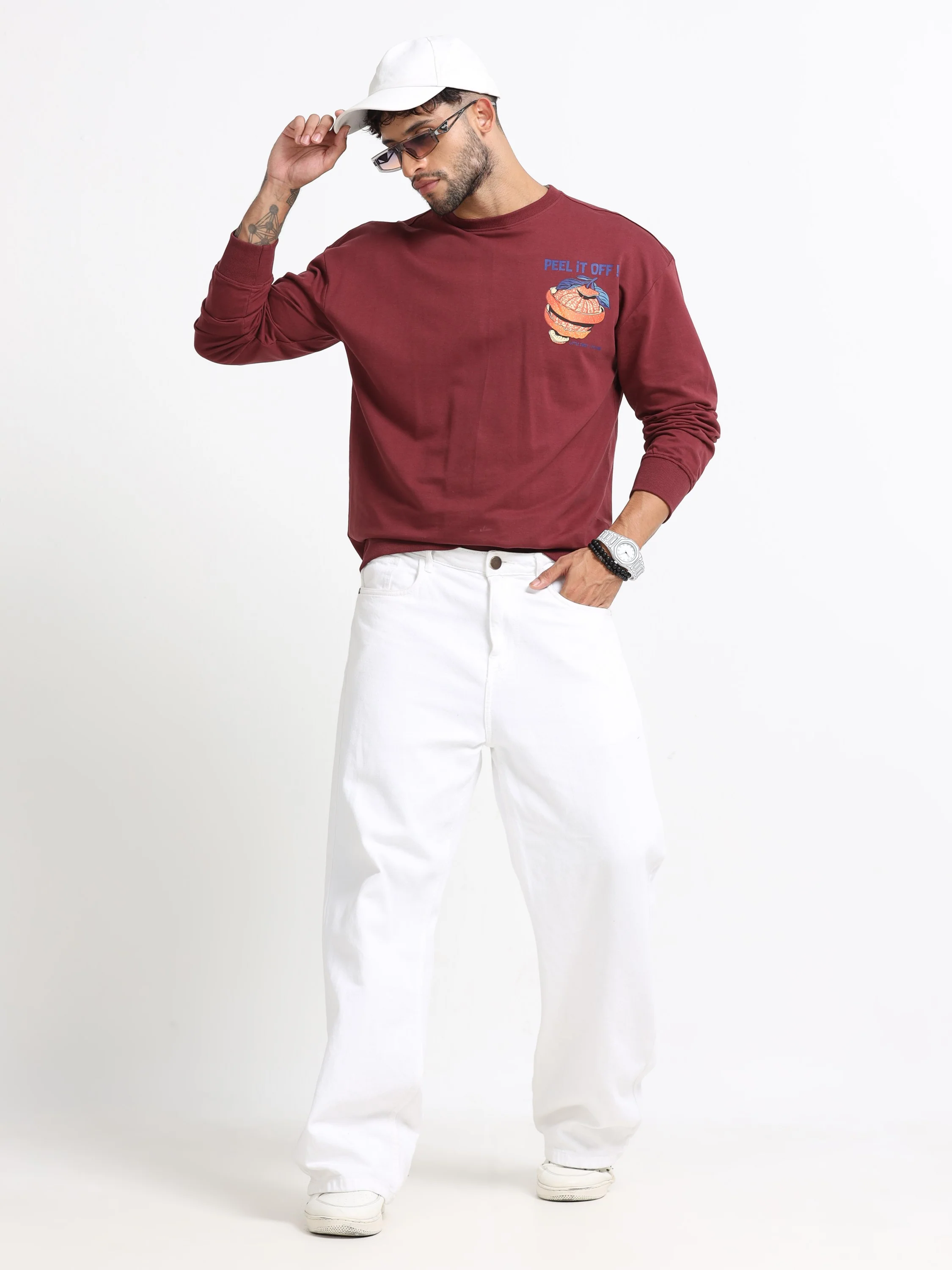 Men Rust Oversized Sweatshirt - Image 7