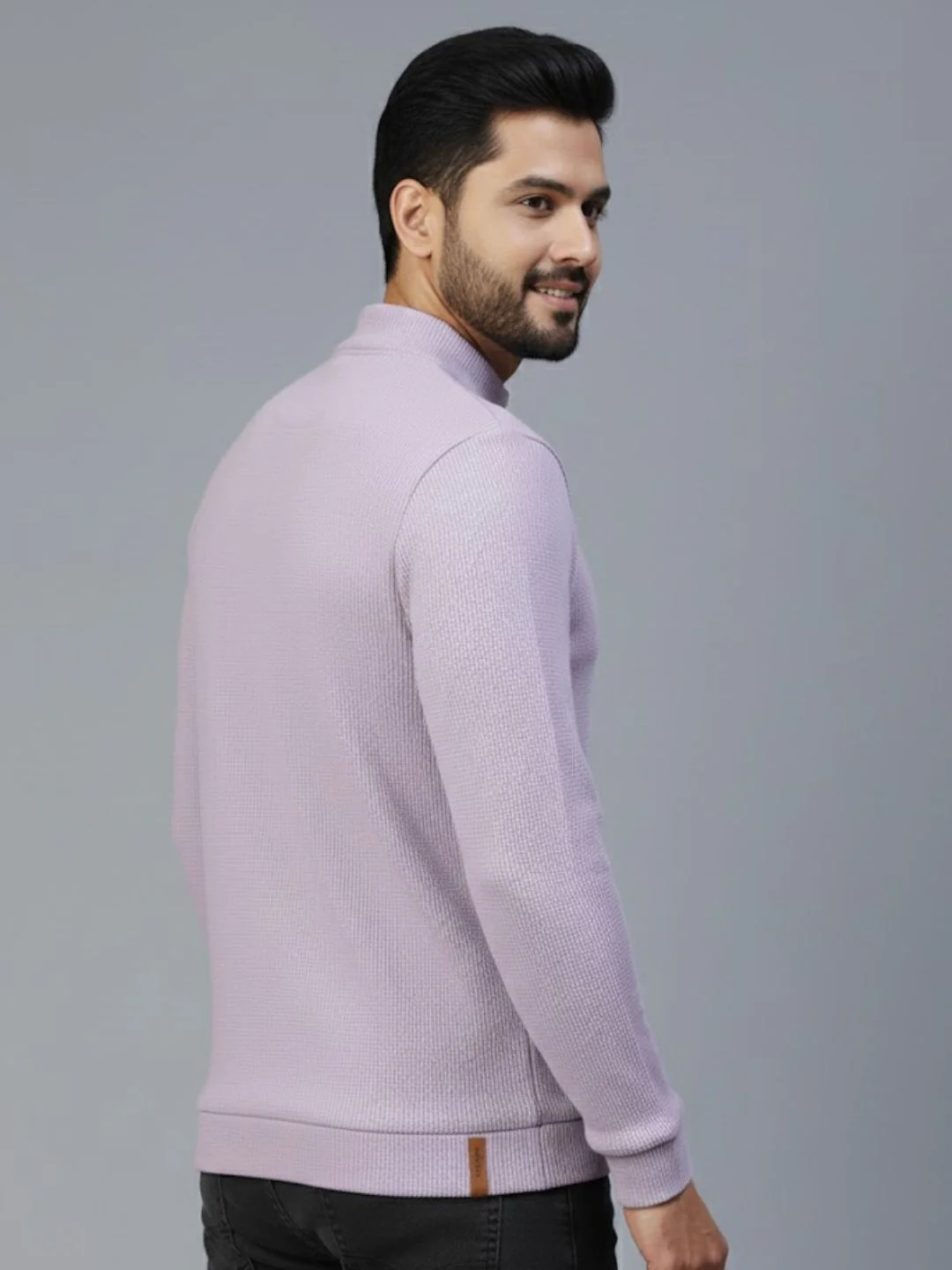 Men Purple Polo Neck T-Shirt - Image 2