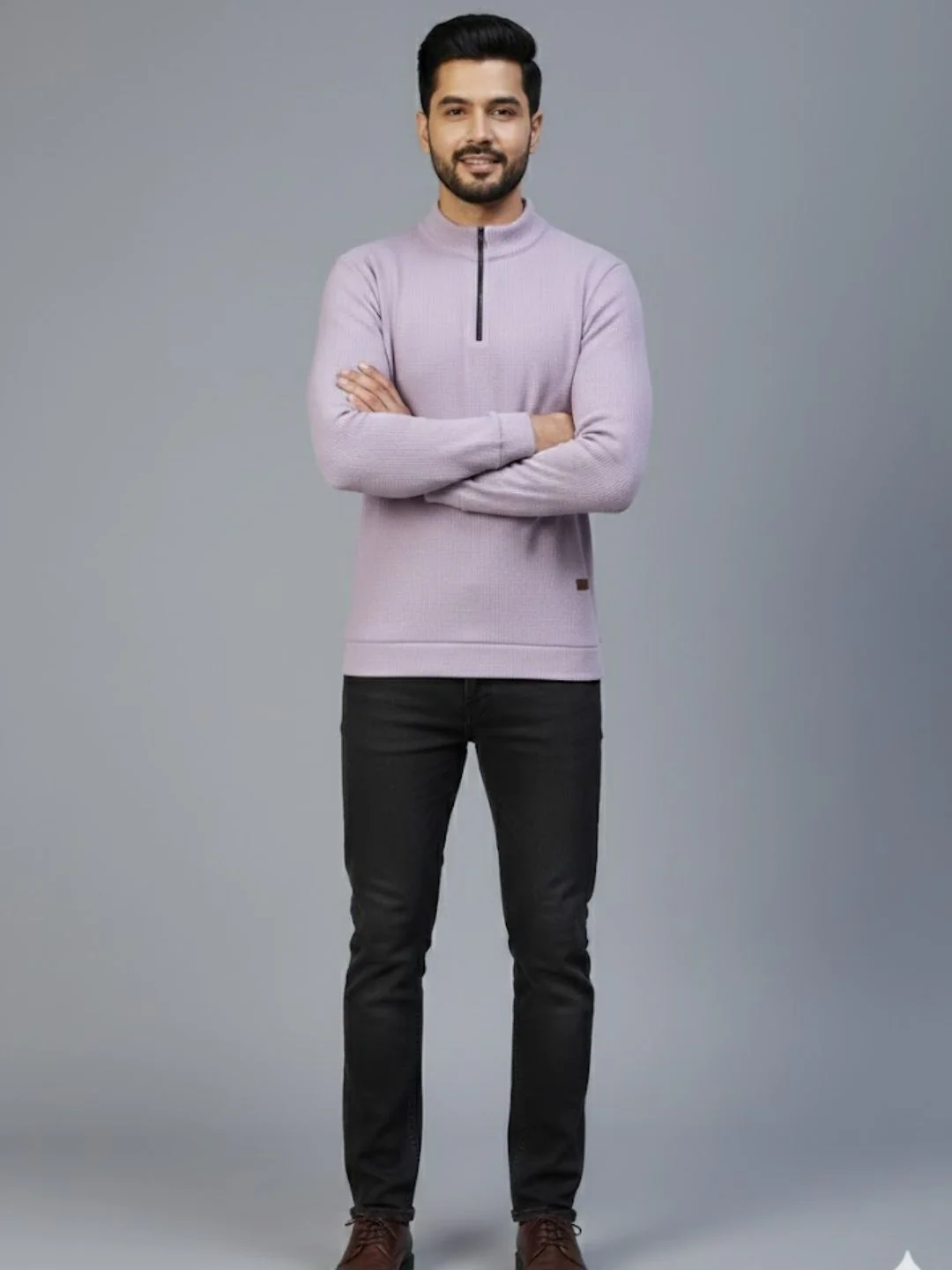 Men Purple Polo Neck T-Shirt - Image 4