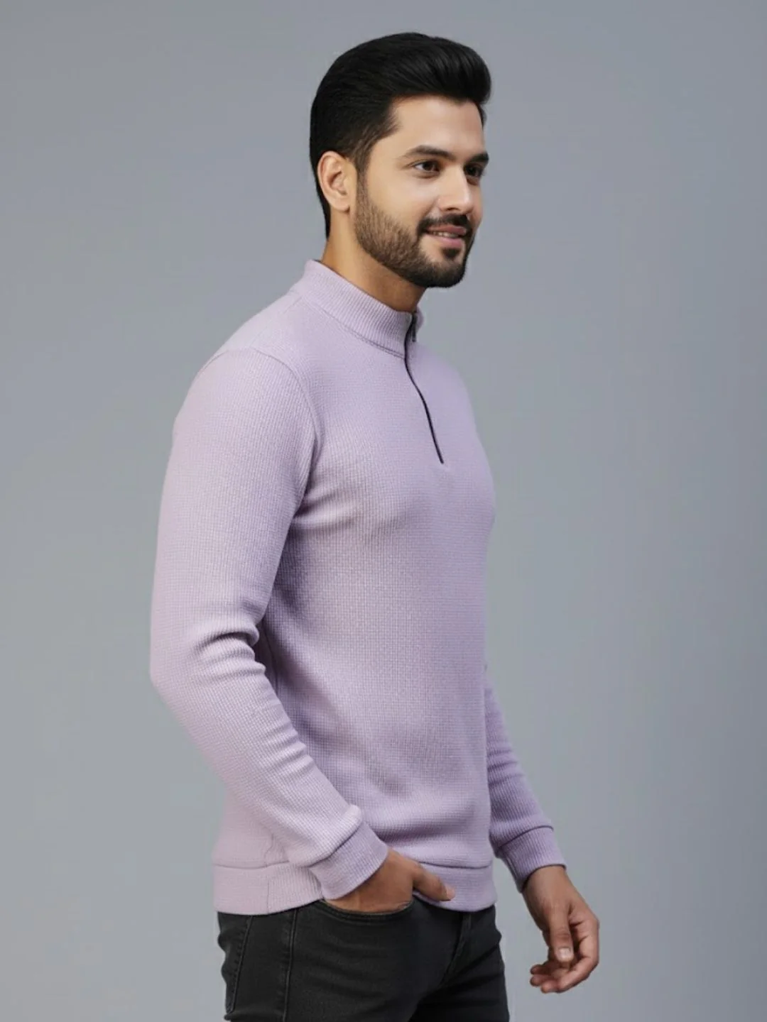 Men Purple Polo Neck T-Shirt - Image 5