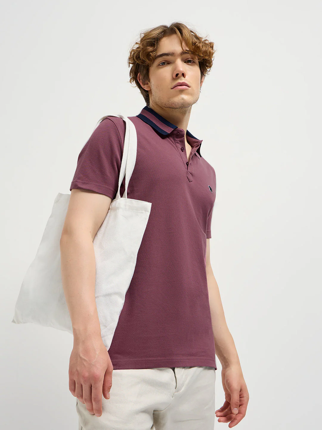 Men Purple Polo T-shirt