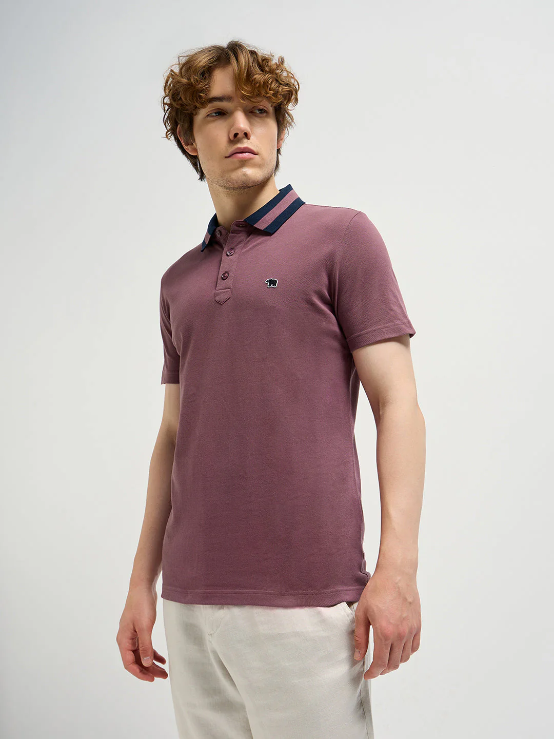 Men Purple Polo T-shirt - Image 3