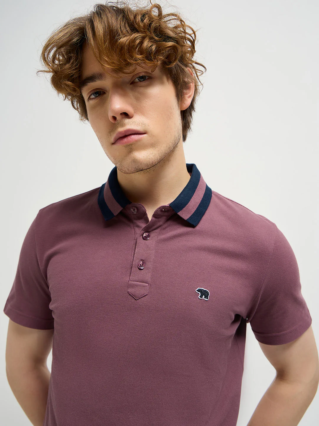 Men Purple Polo T-shirt - Image 5