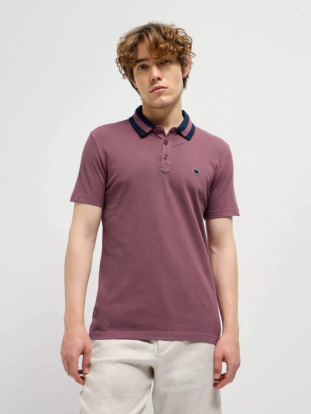 Men Purple Polo T-shirt - Image 6
