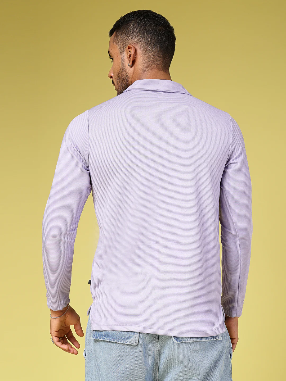 Men Purple Poly corduroy T-shirt - Image 2