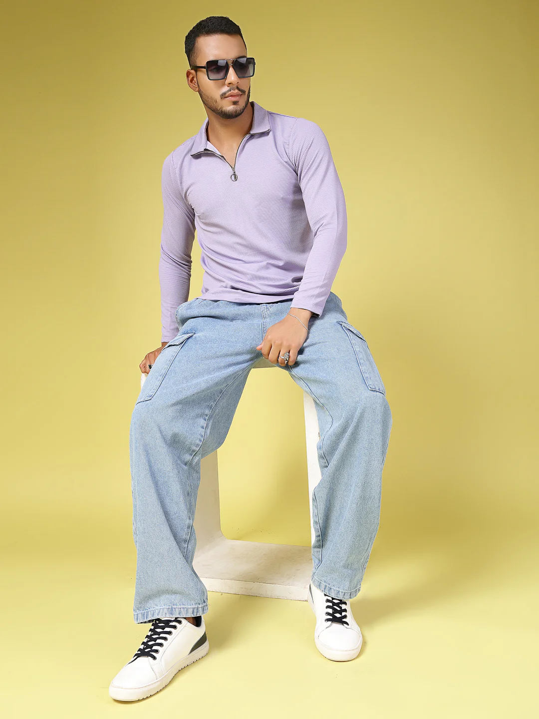 Men Purple Poly corduroy T-shirt - Image 3