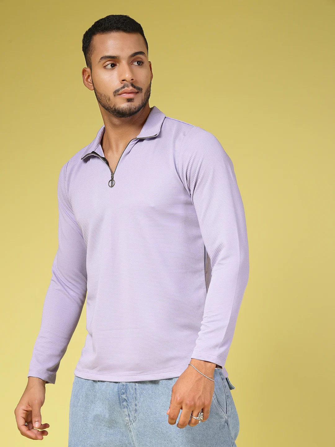 Men Purple Poly corduroy T-shirt - Image 4
