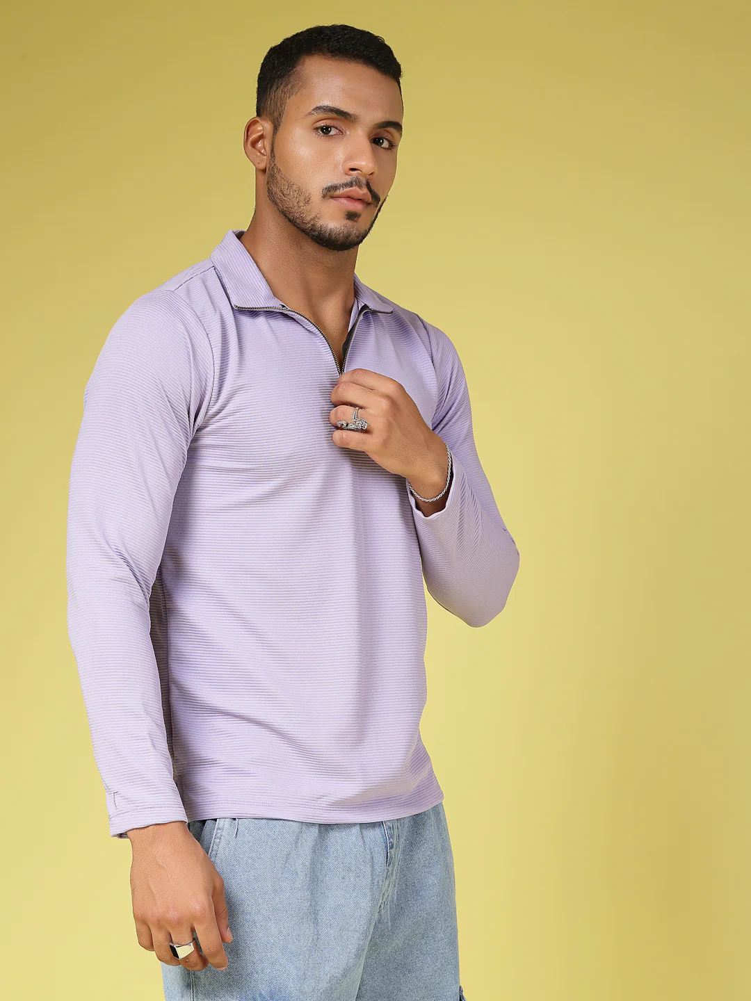 Men Purple Poly corduroy T-shirt - Image 5