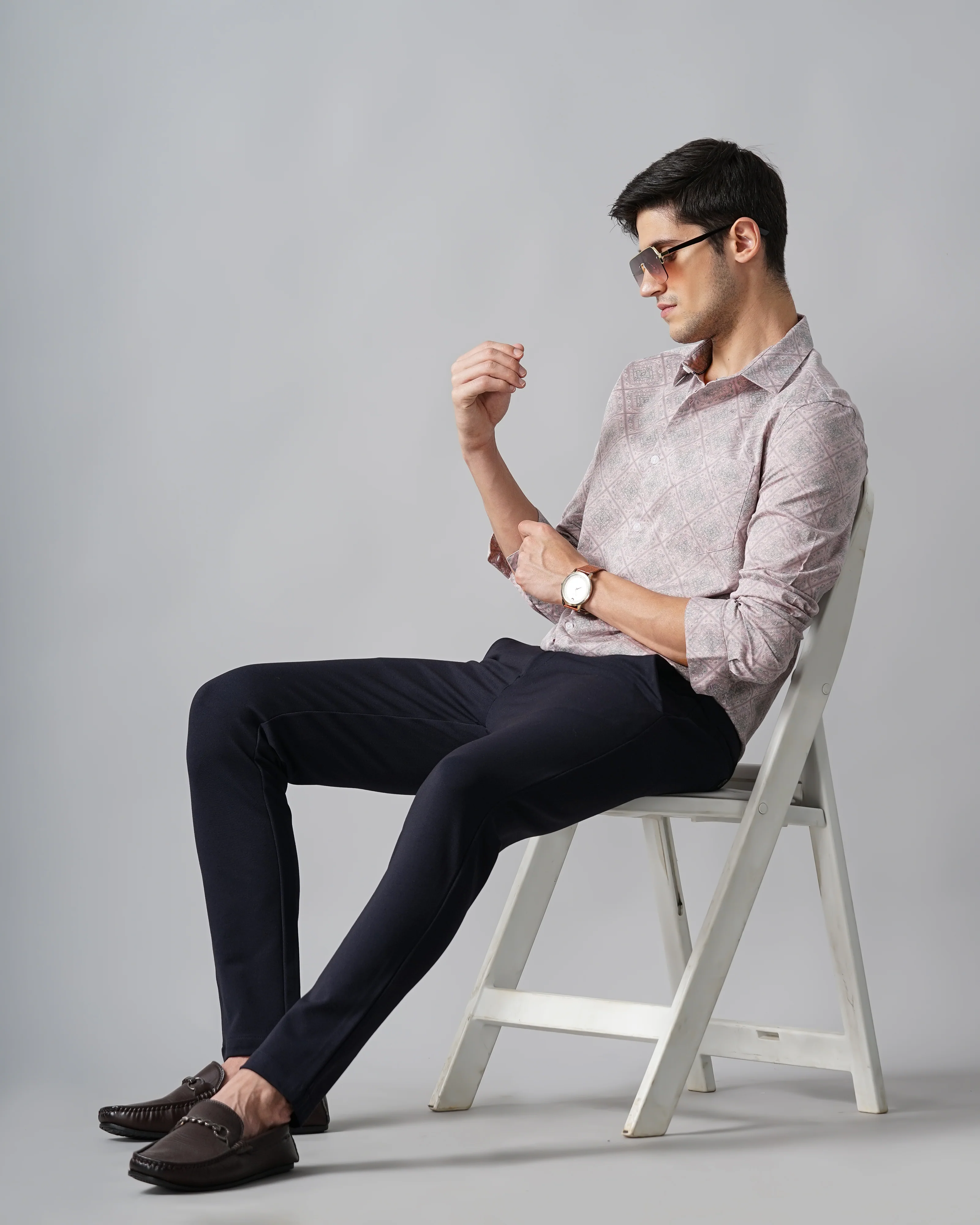 Men Purple Printed Shirt - Image 4