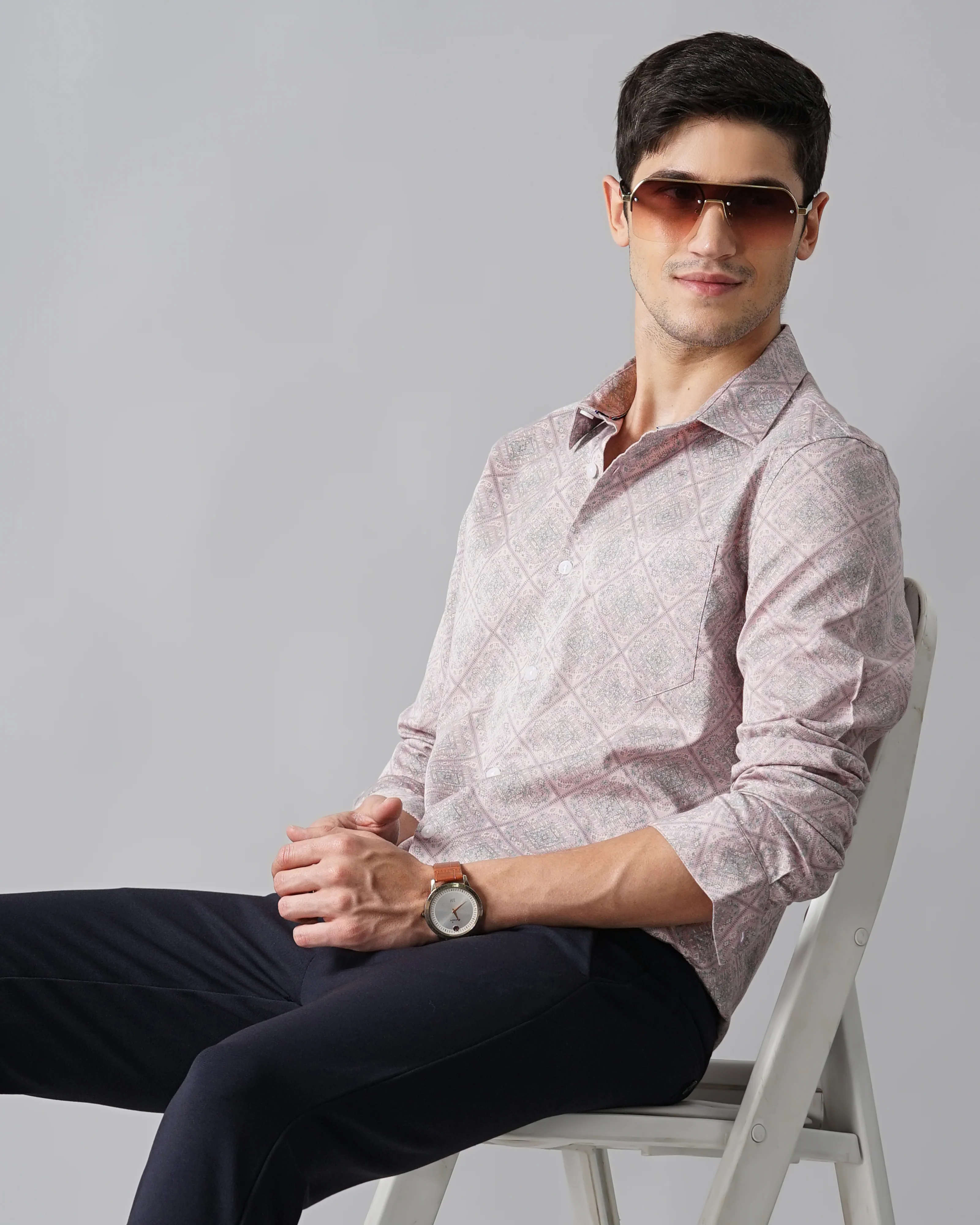 Men Purple Printed Shirt - Image 6