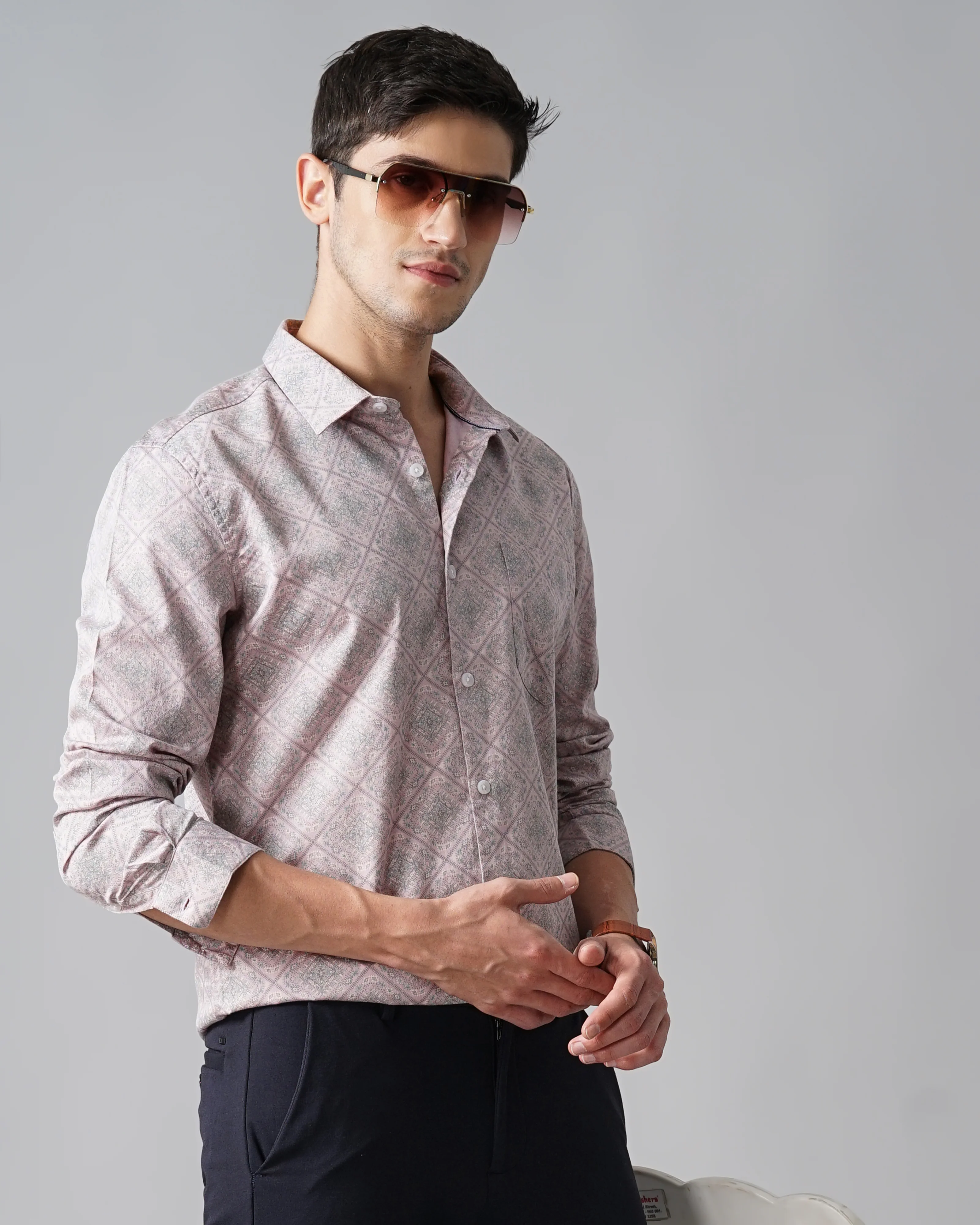 Men Purple Printed Shirt - Image 7
