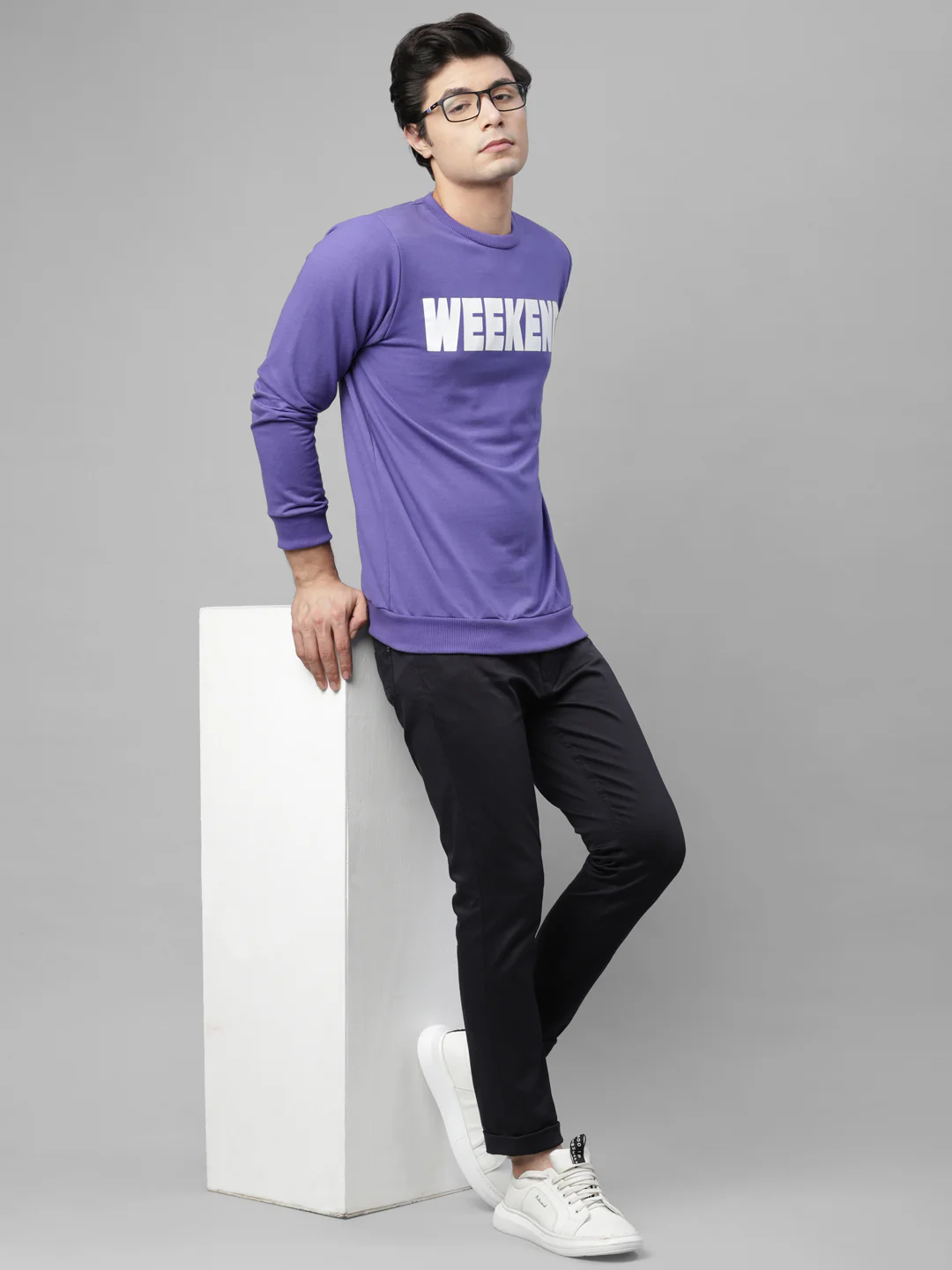 Men Purple Printed Sweatshirt - Image 4