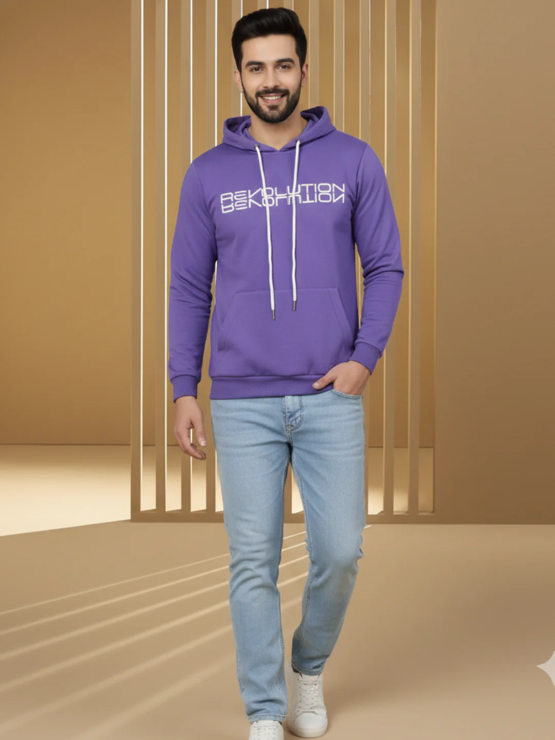 Men Purple Regualr Fit Sweatshirt - Image 3