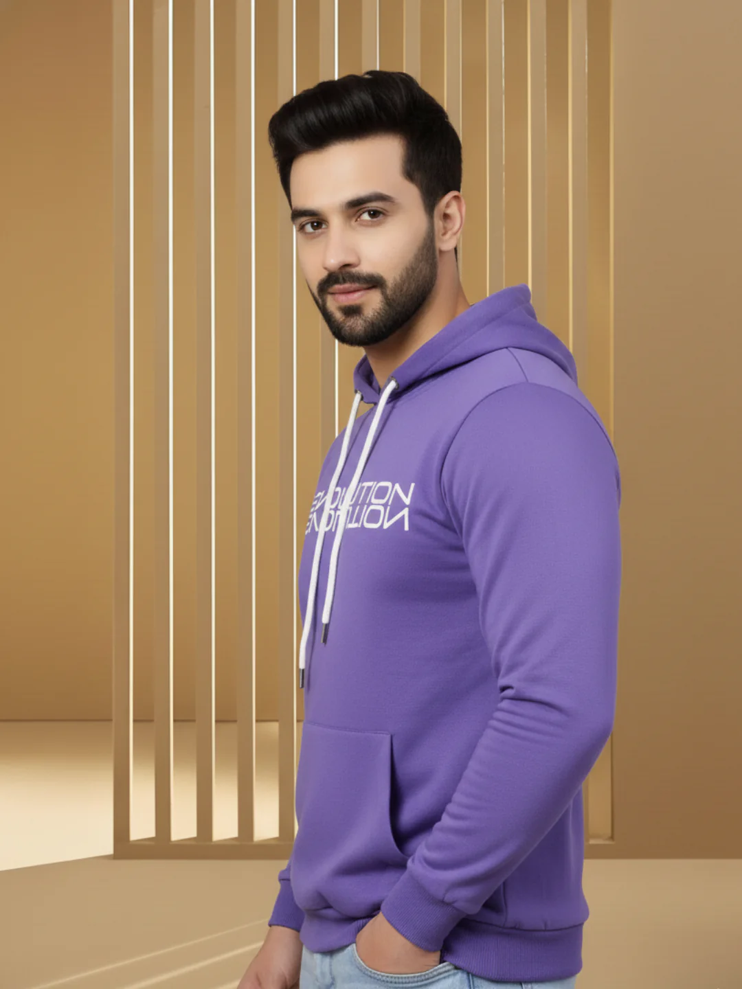 Men Purple Regualr Fit Sweatshirt - Image 4