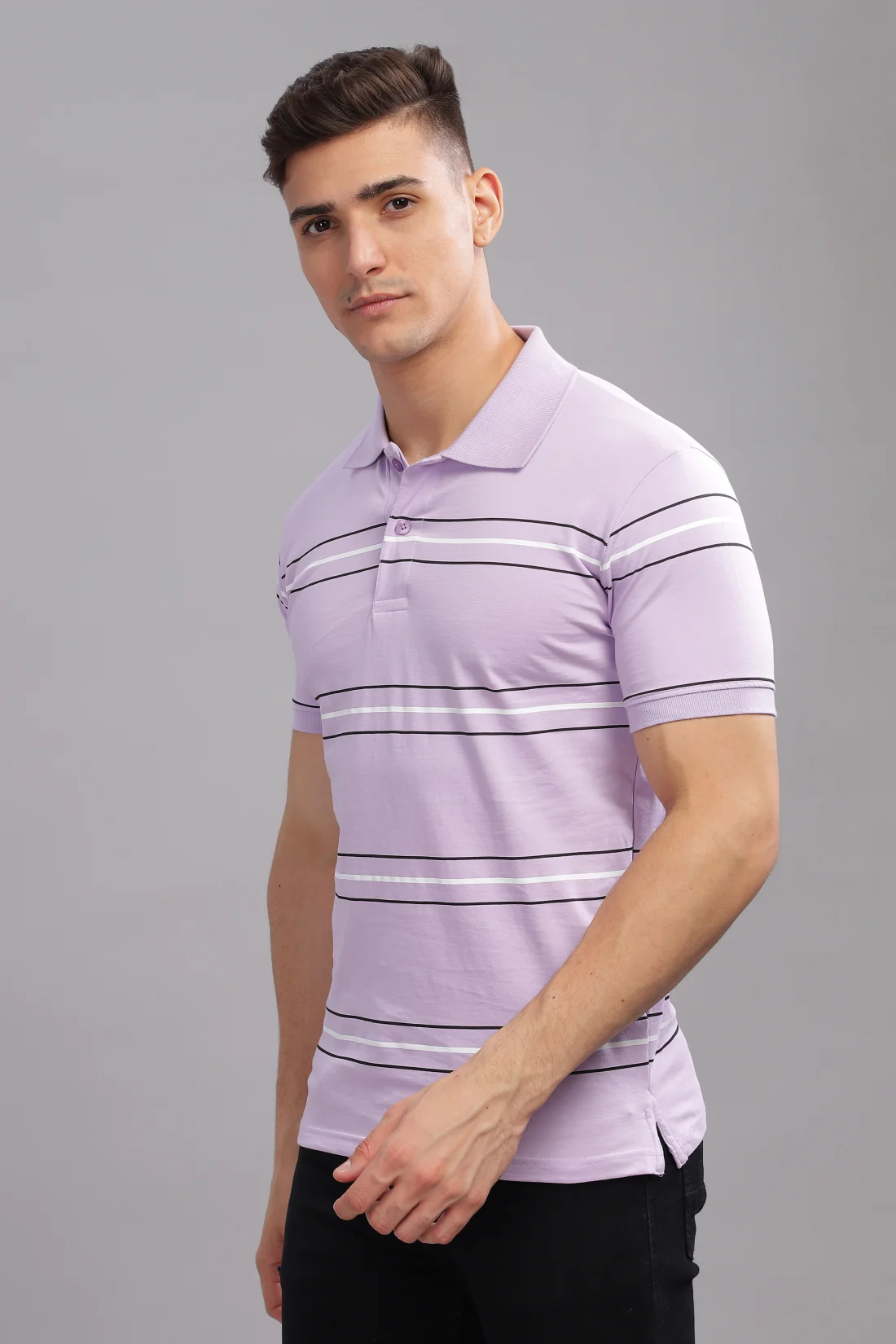 Men Purple Regular Fit Polo T-Shirt - Image 2