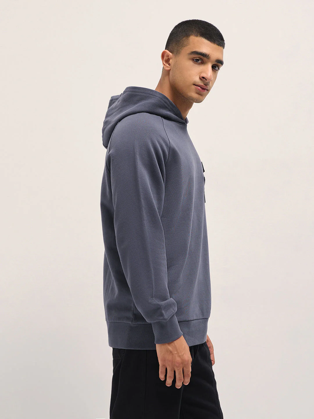 Men Purple Relaxed Fit Hoodie - Image 3