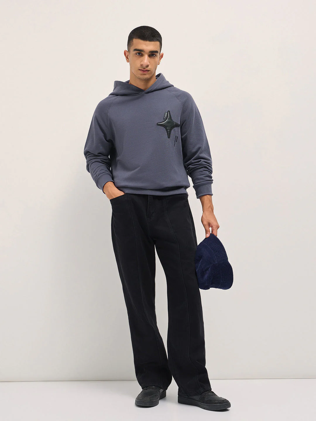 Men Purple Relaxed Fit Hoodie - Image 4